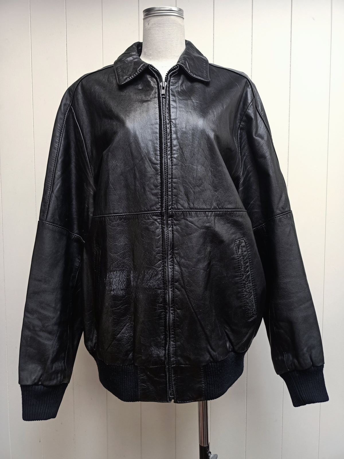 Vintage Genuine Leather Bomber Jacket