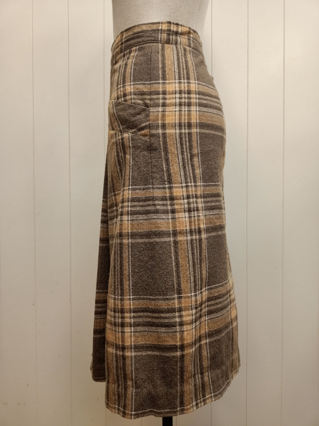 Vintage Brown & Orange Plaid Skirt