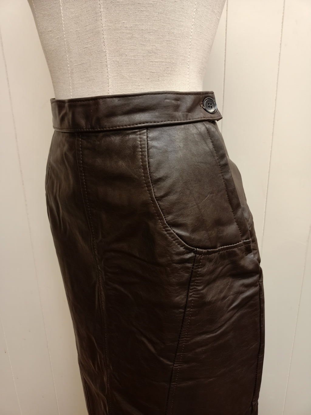Vintage Genuine Leather Brown Skirt