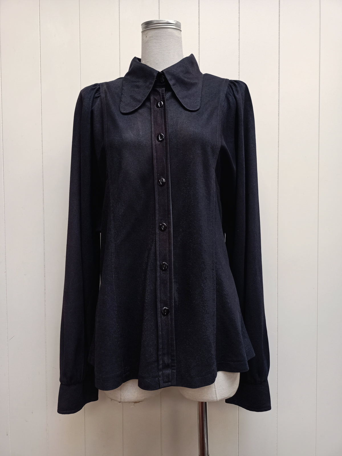 Vintage Black Sheen Button Up Shirt