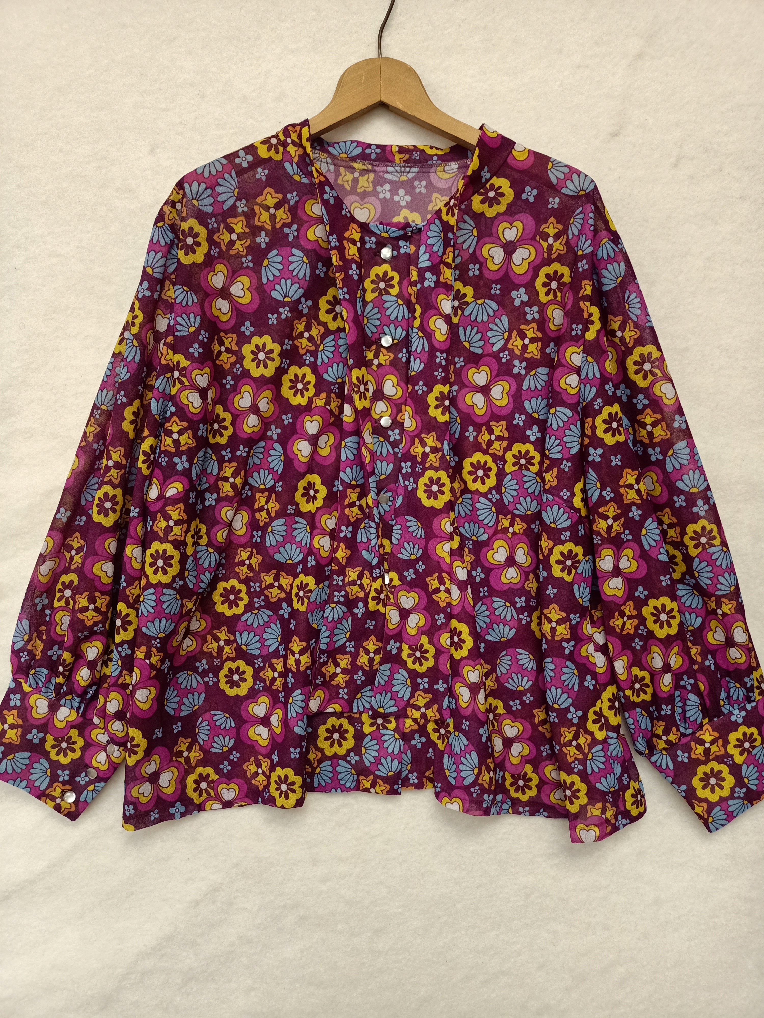 Vintage Flower Power Pussycat Bow Shirt