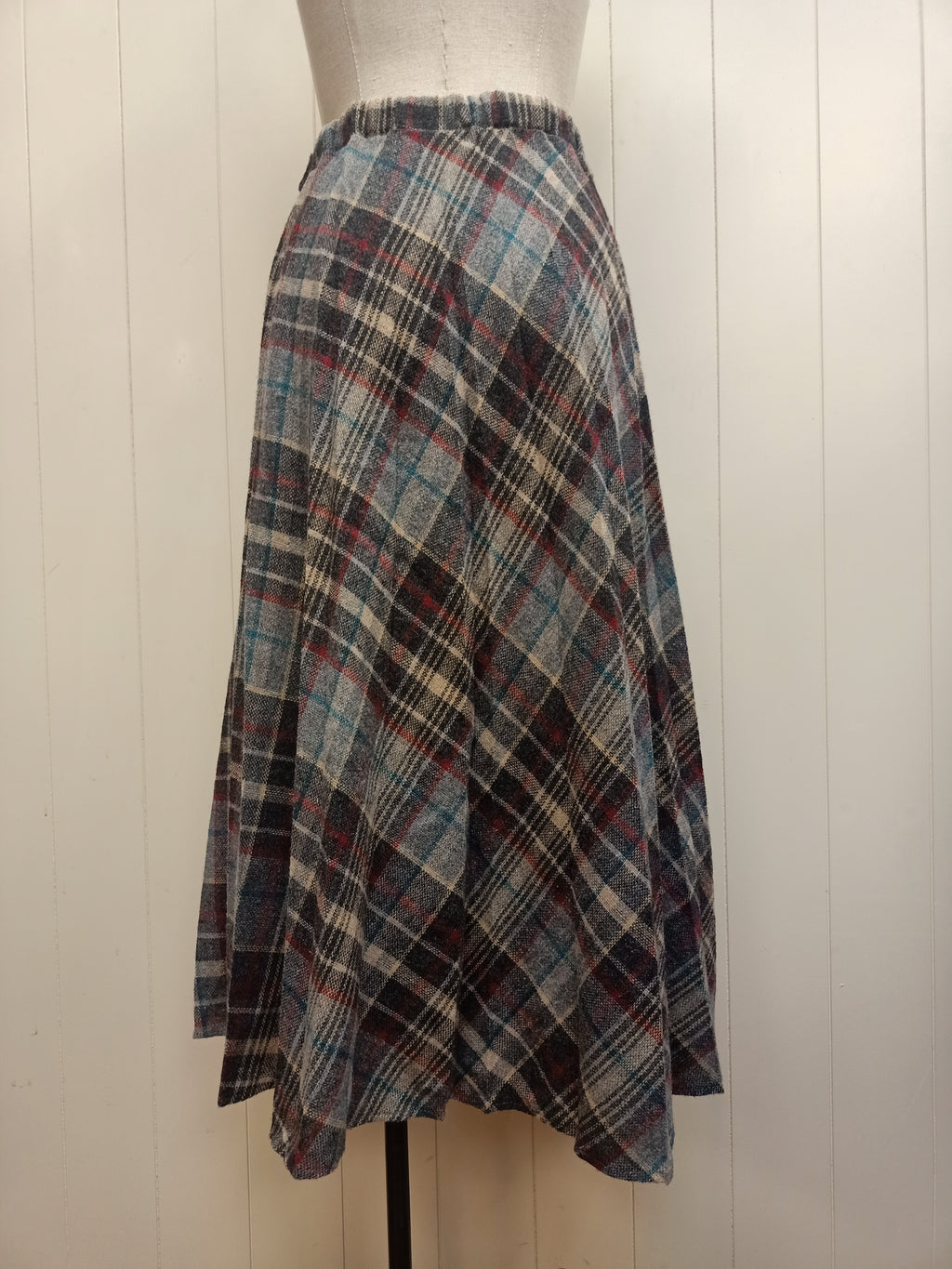 Vintage Blue & Red Plaid Skirt
