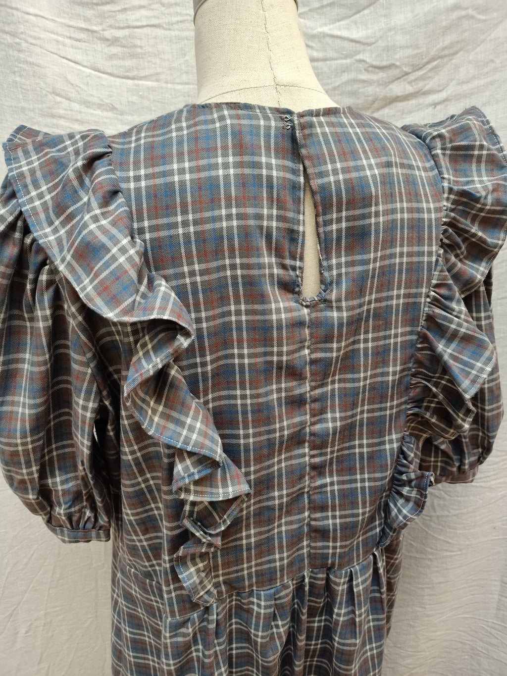 Vintage Ruffled Checkered Dress