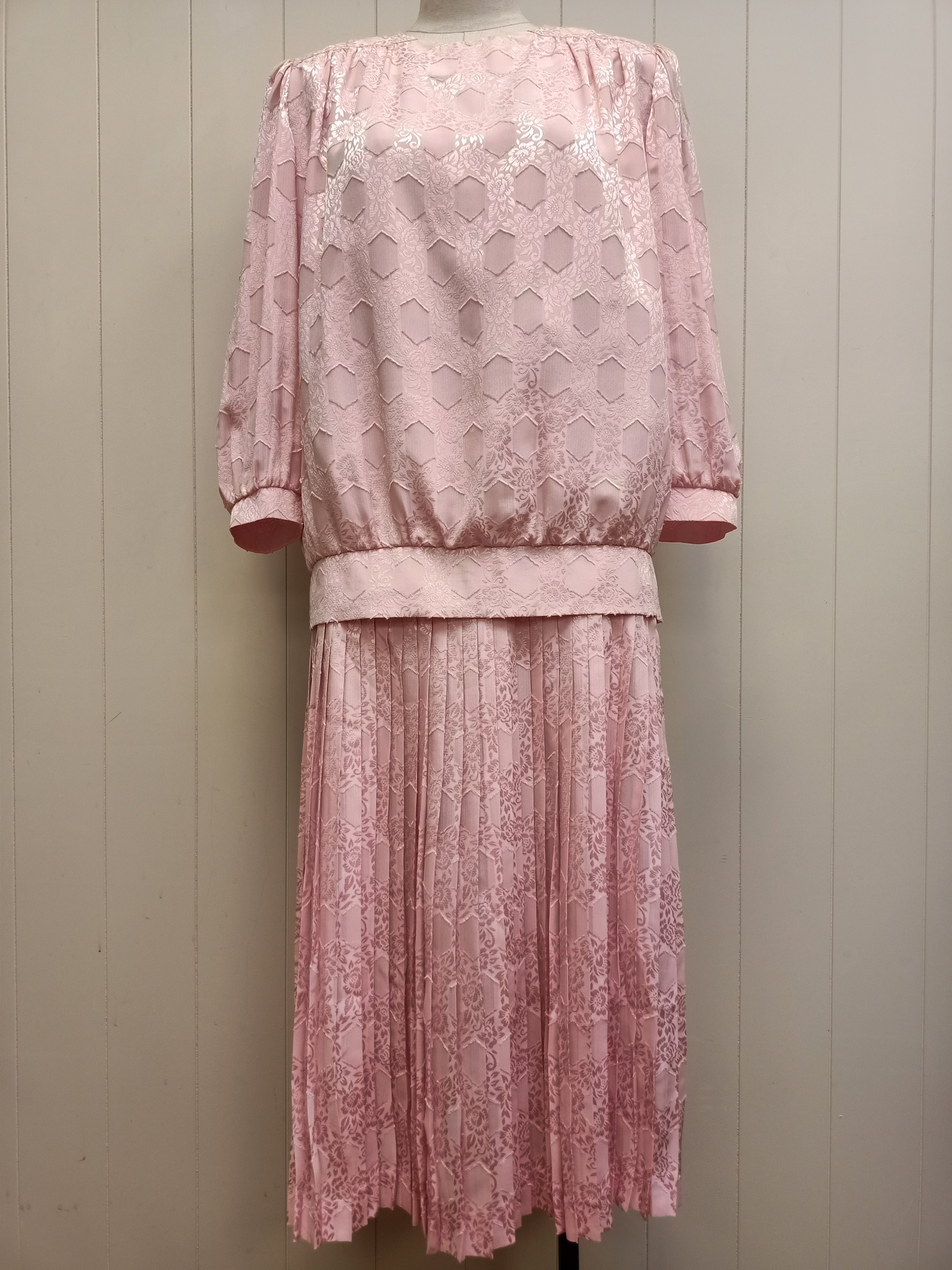 Vintage Pink Jacquard Satin Co-Ord Set