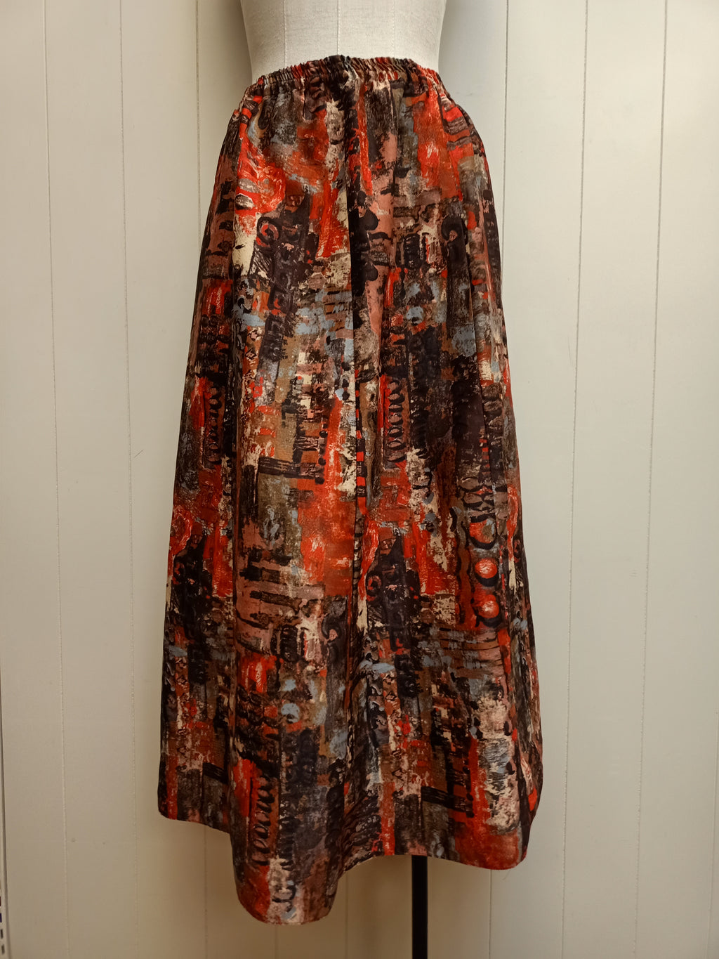 Vintage Abstract Print Panelled Skirt