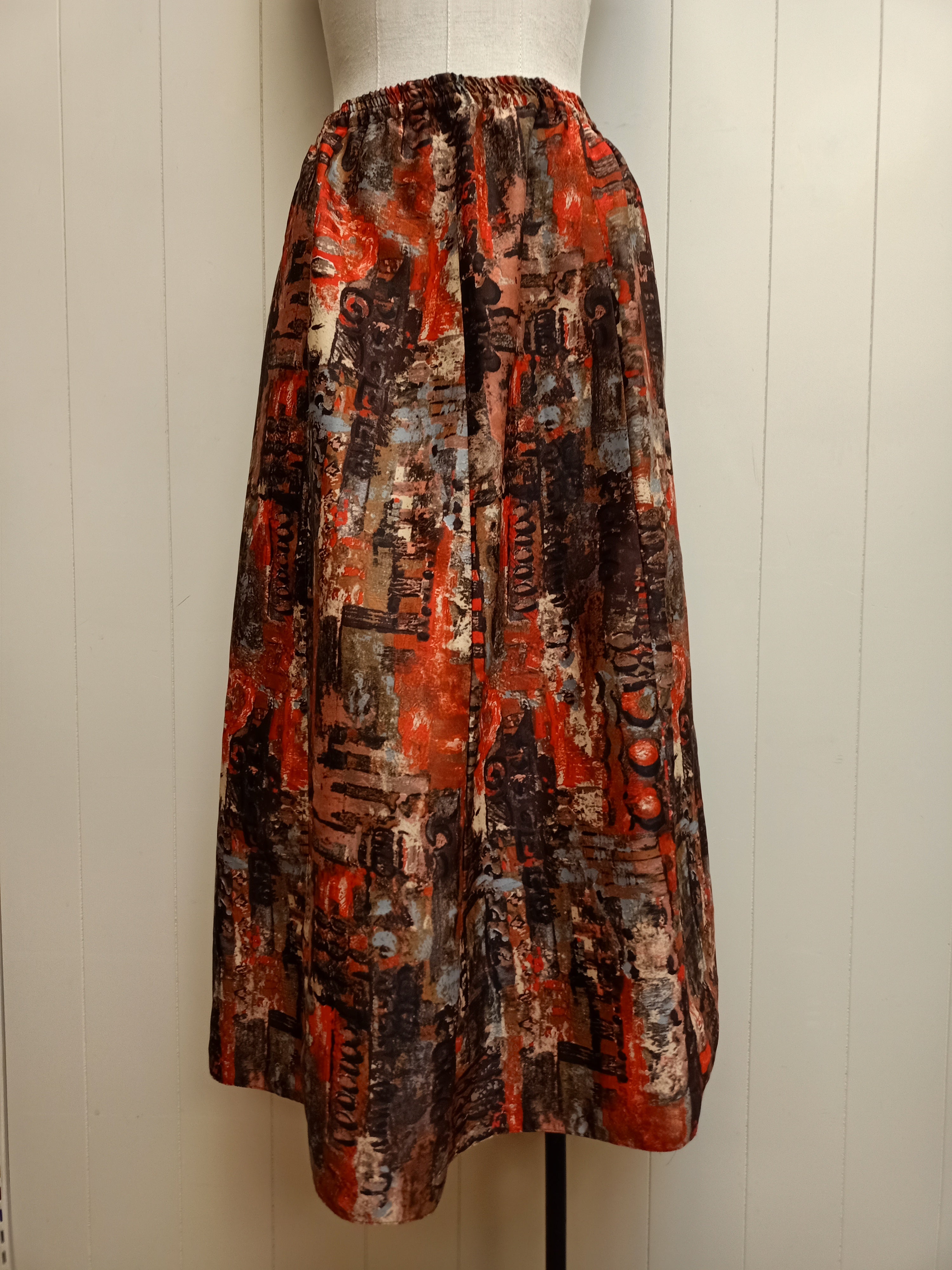 Vintage Abstract Print Panelled Skirt