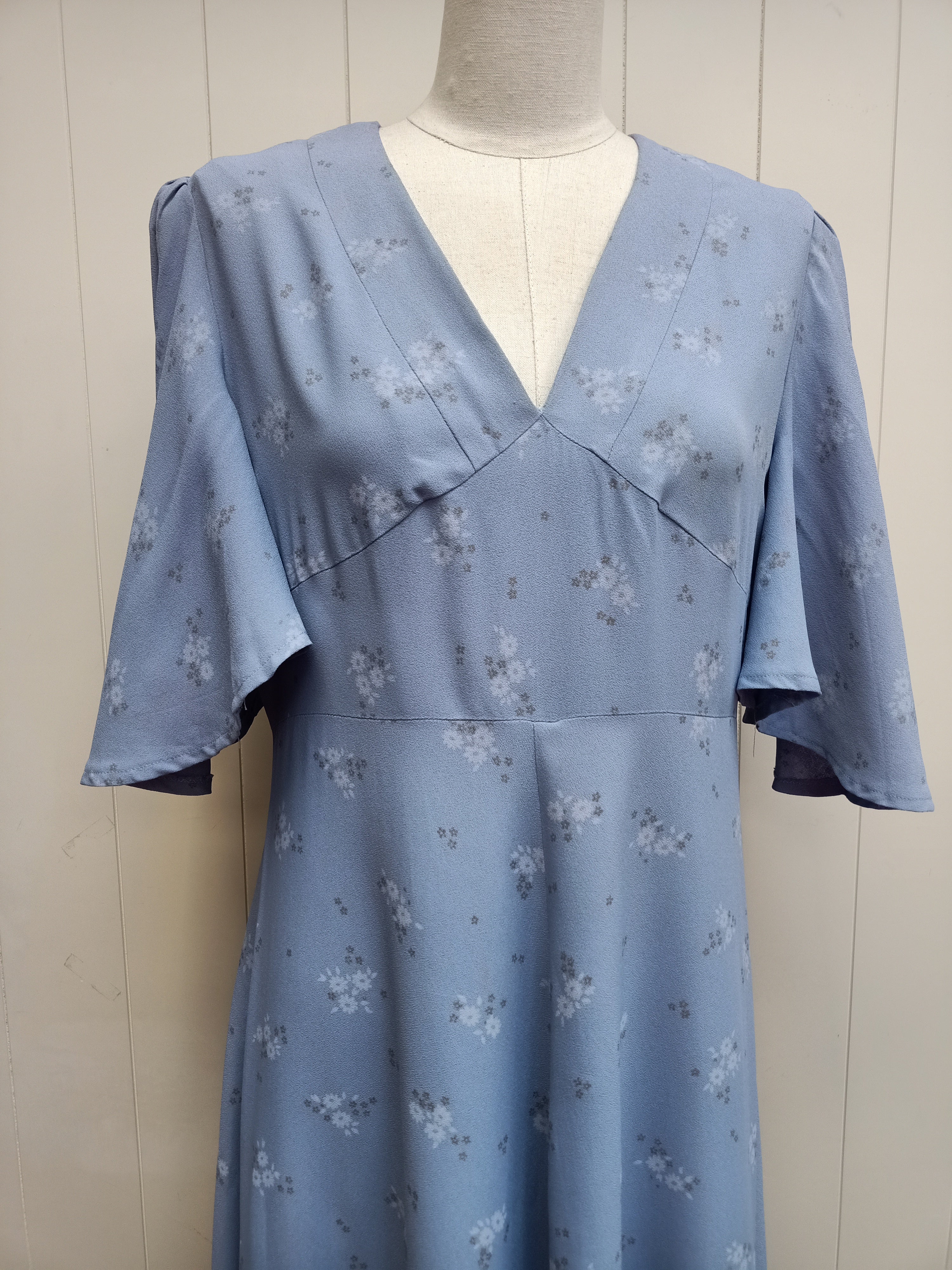 Vintage Pastel Blue Floral Dress