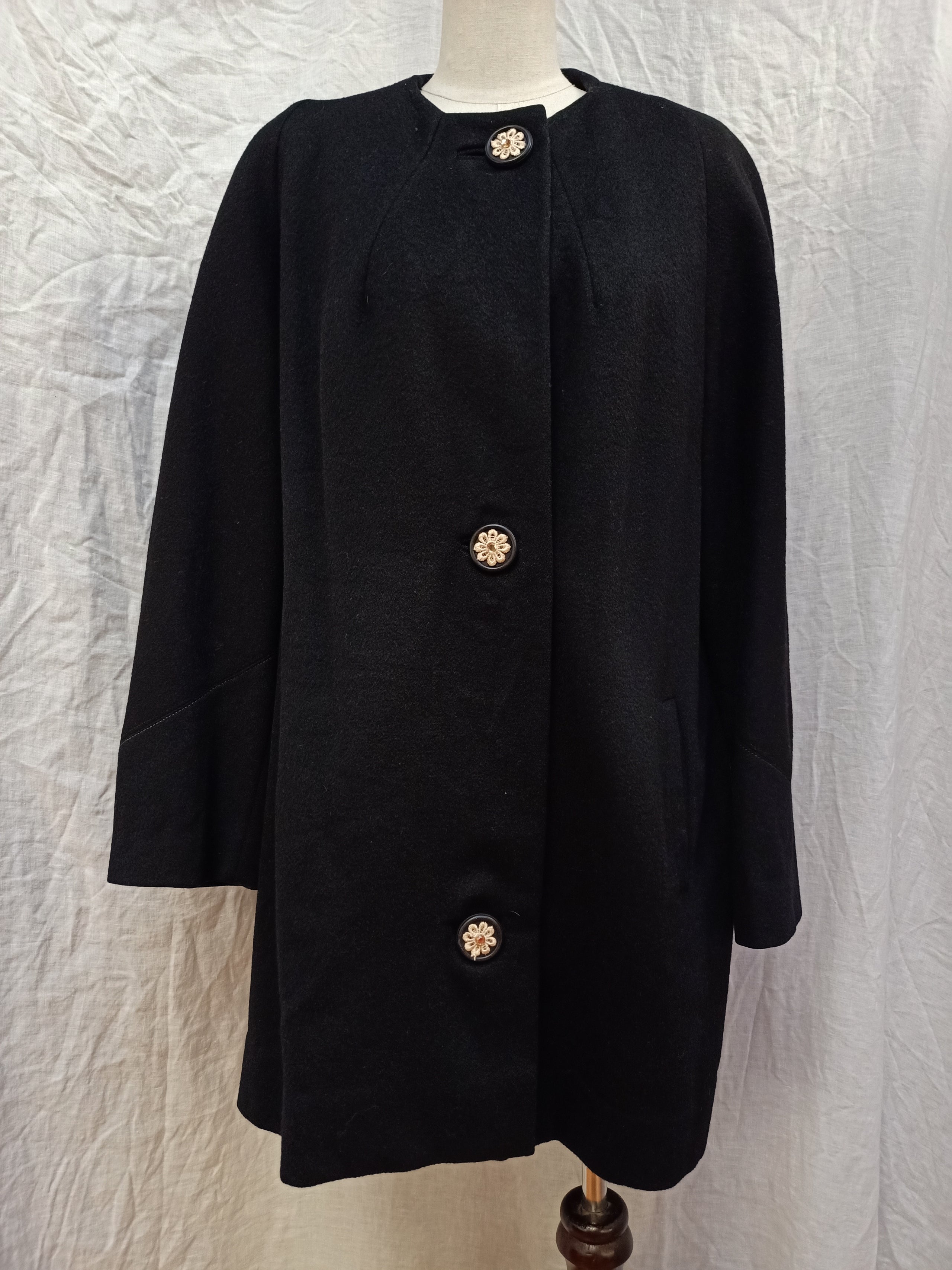 Floral Button Wool Coat
