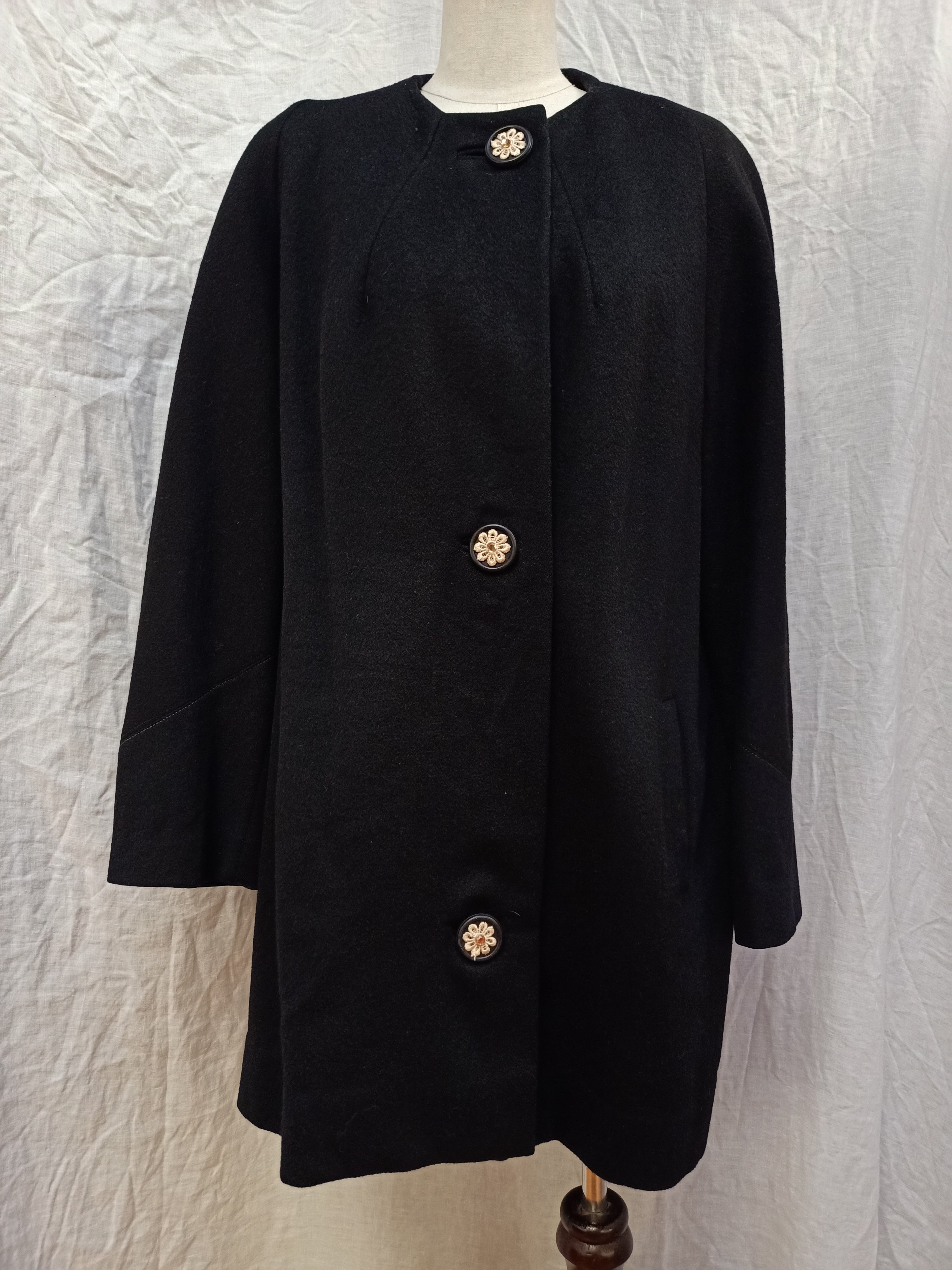 Floral Button Wool Coat