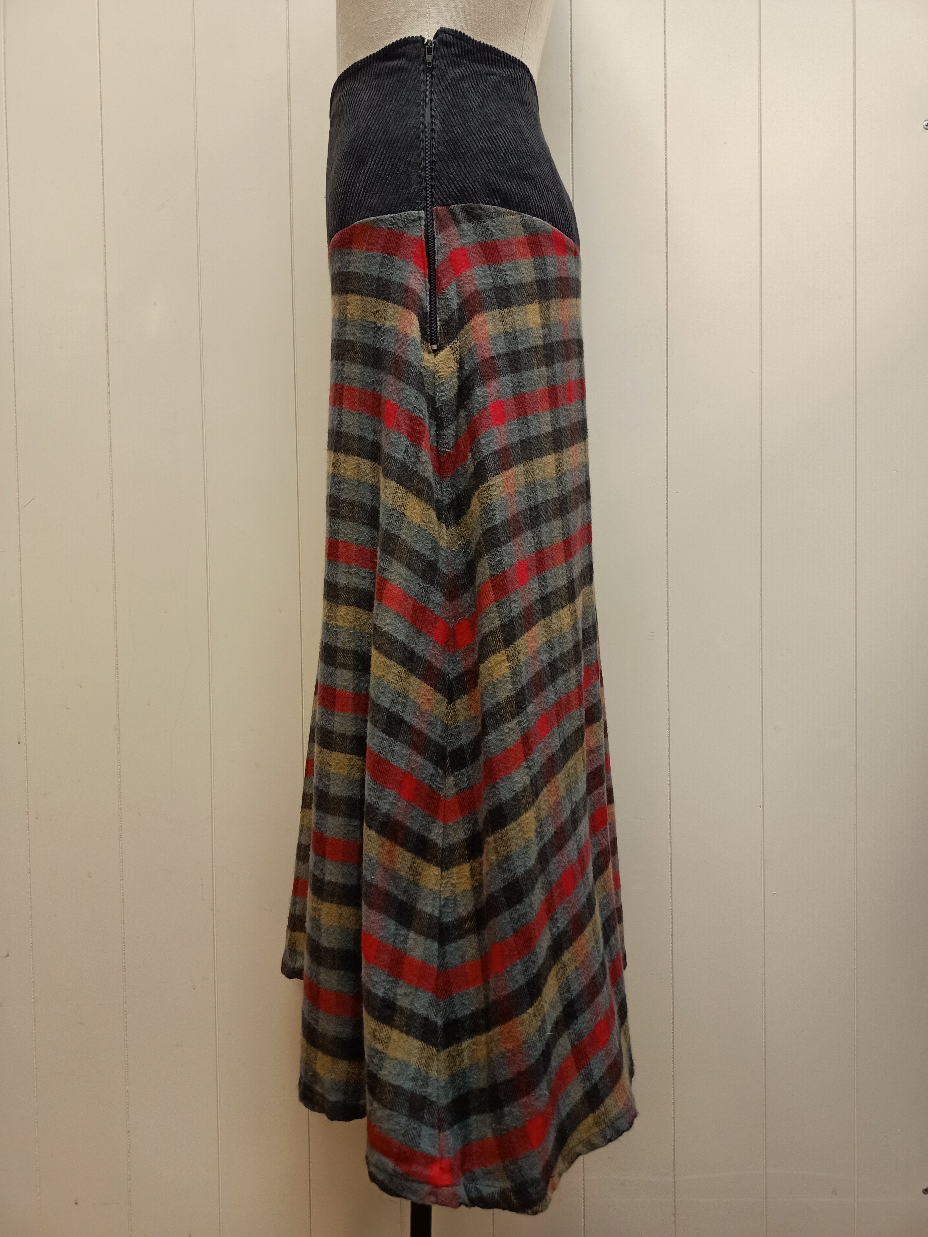 Vintage Drop Waist Plaid Skirt
