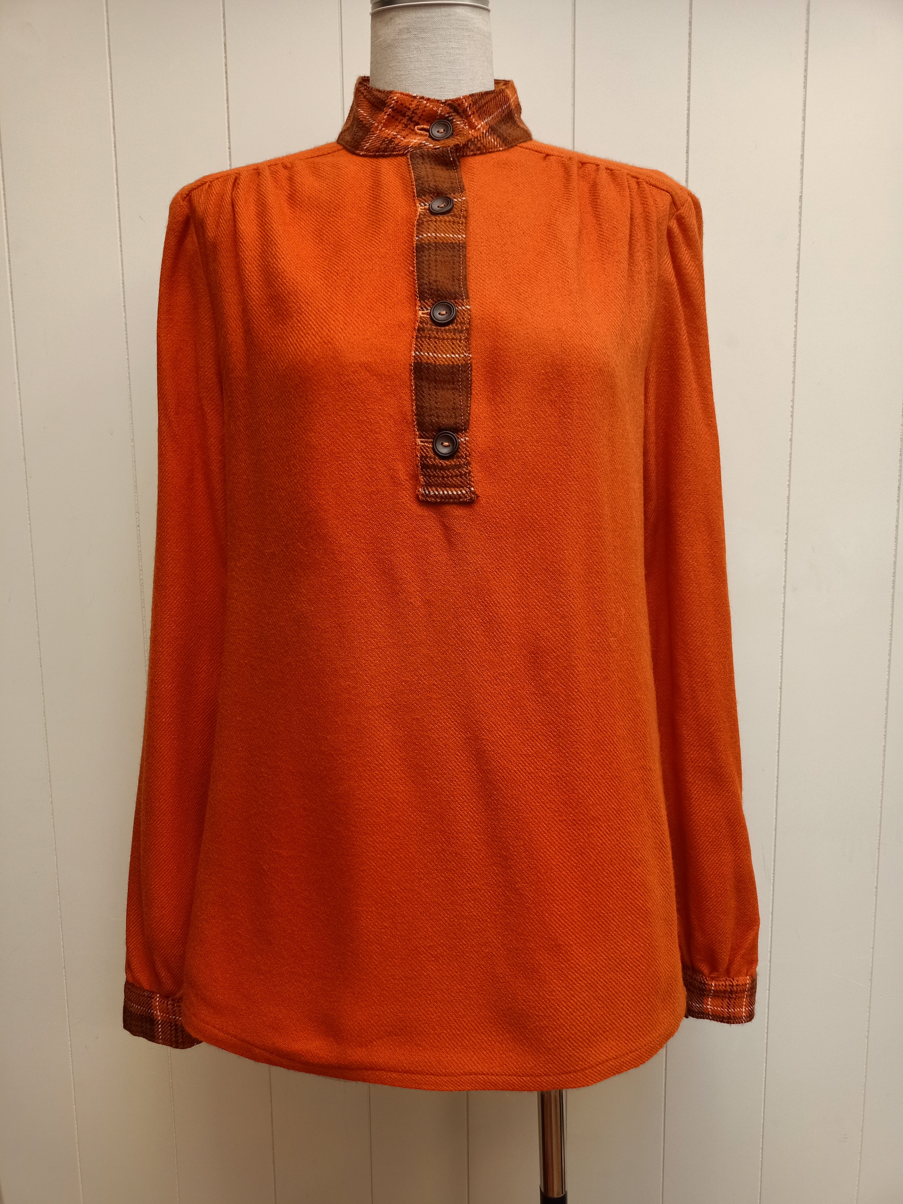 Vintage Orange Mock Turtleneck Shirt