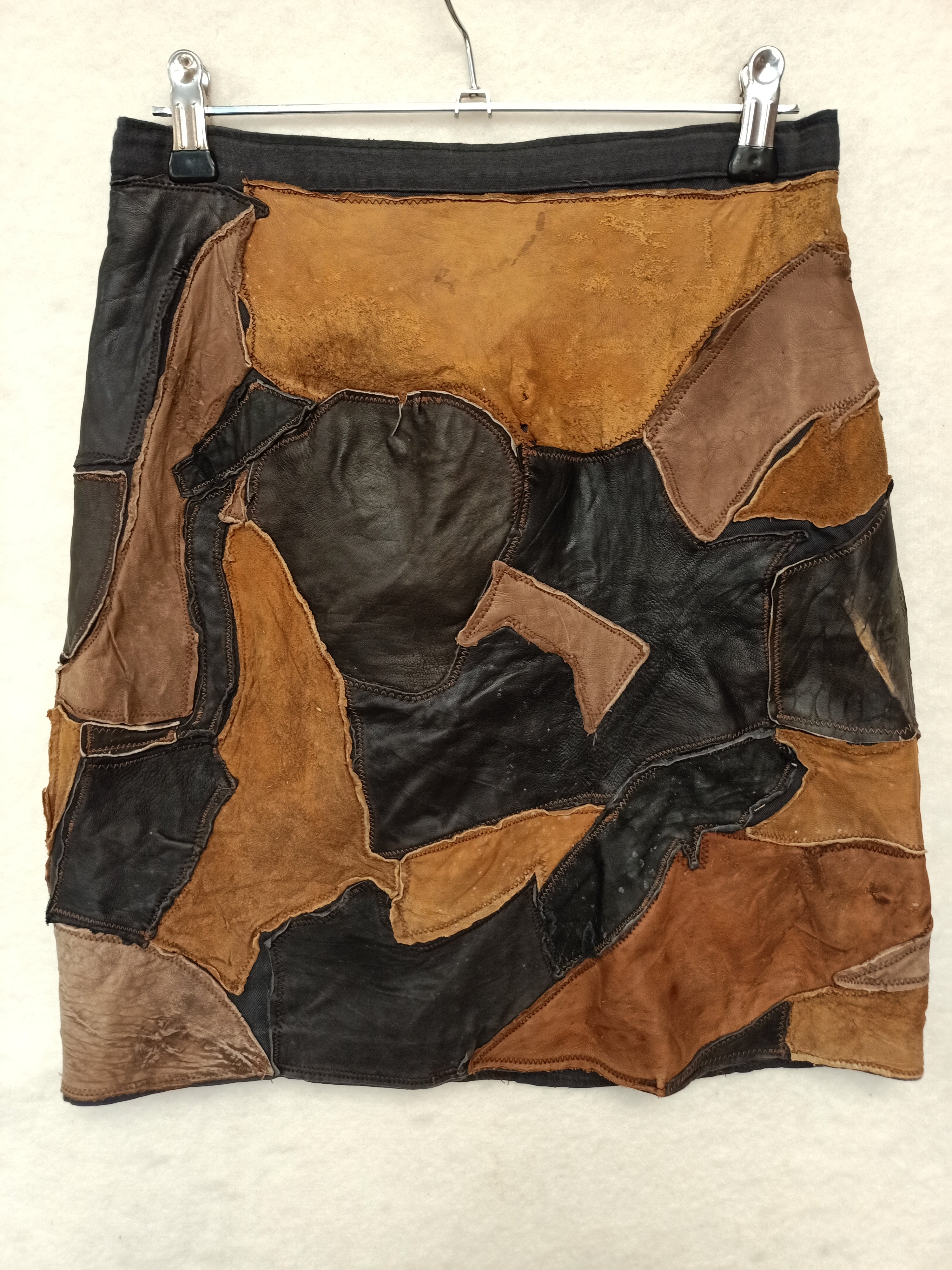 Vintage Leather Patchwork Skirt