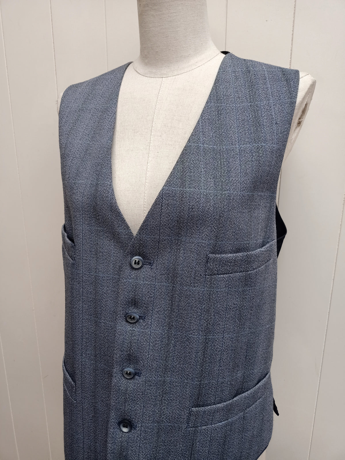 Mens Hardy Amies Grey Striped Waistcoat