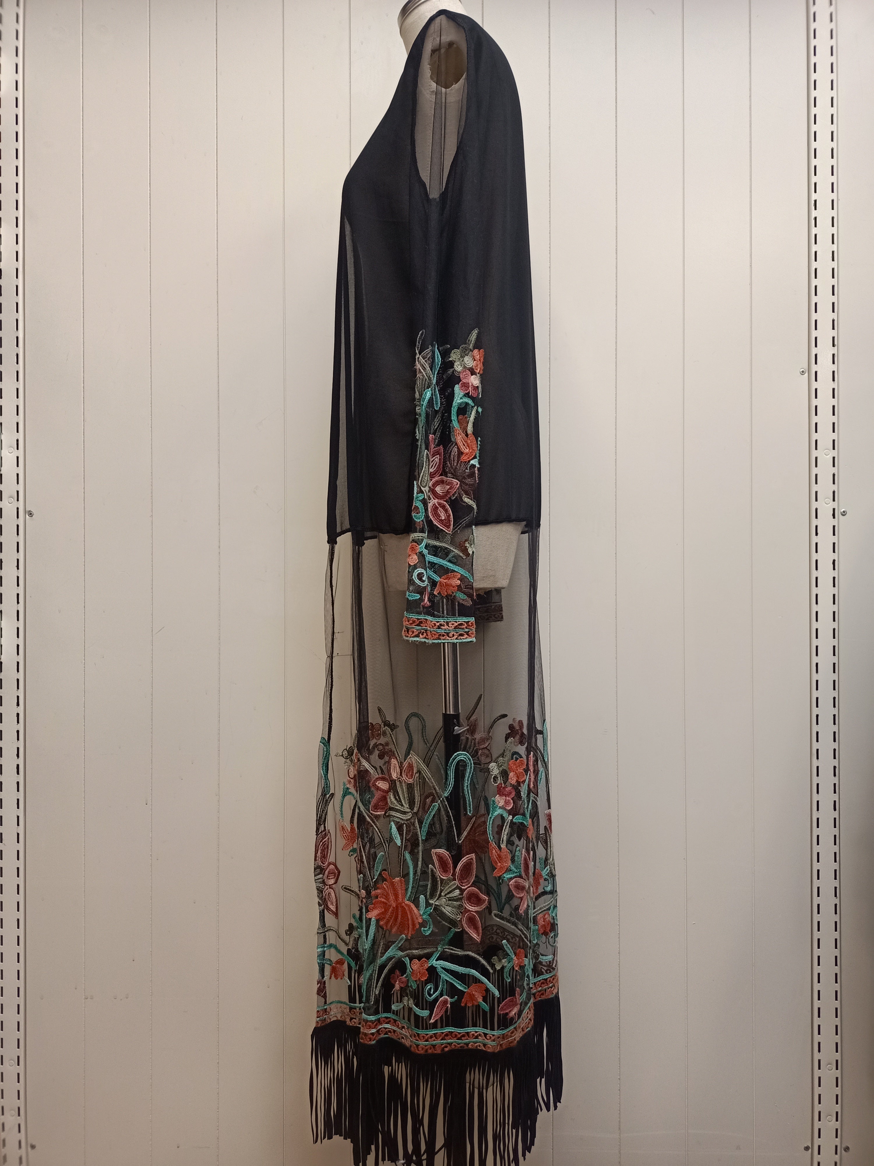 Embroidered Chiffon Duster