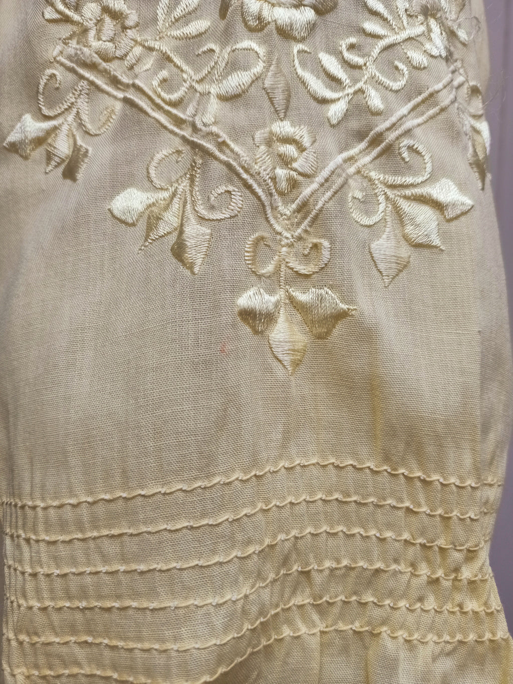 Vintage Yellow Embroidered Peasant Shirt