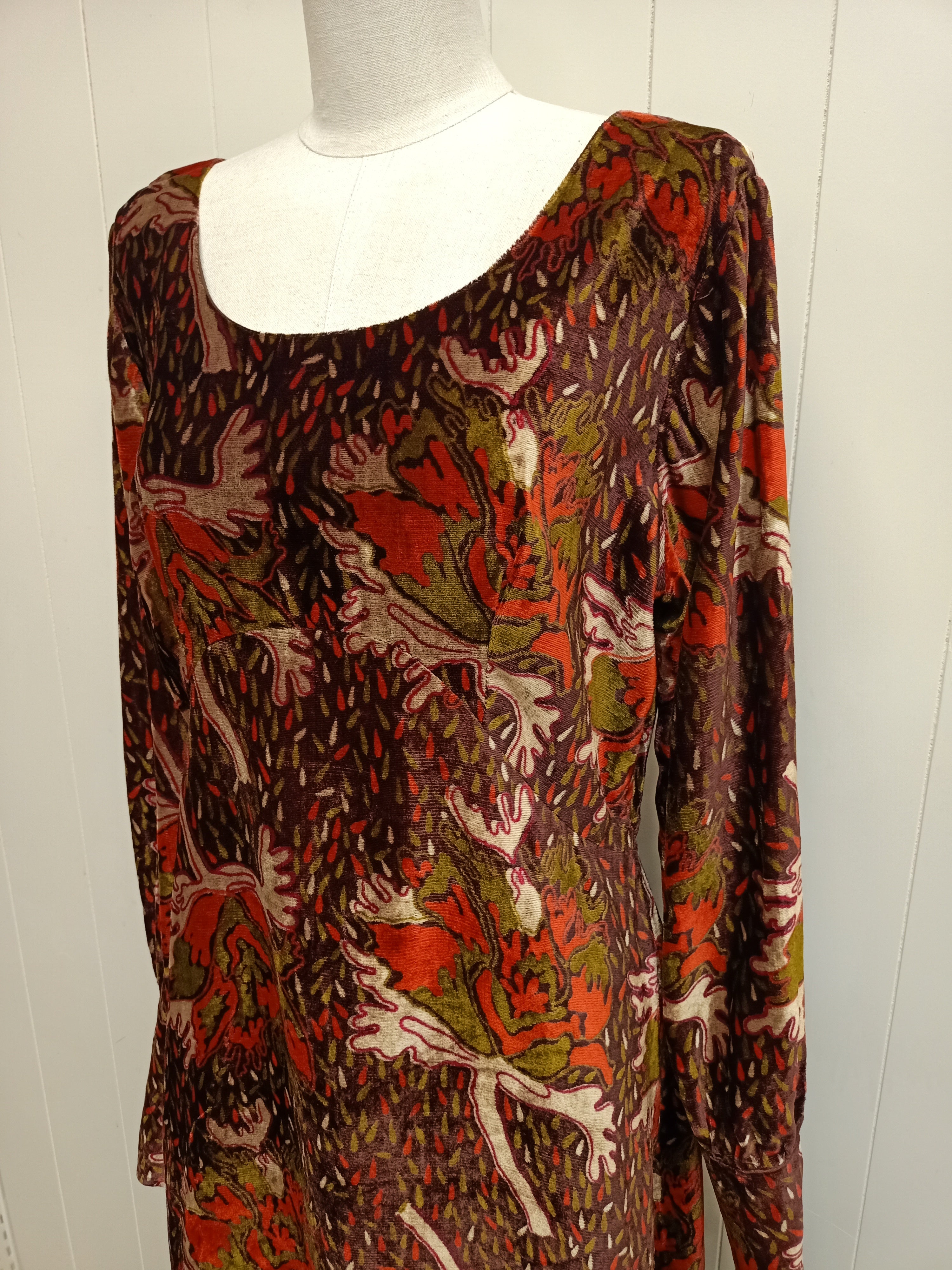 Vintage Earthy Velvet Maxi Dress