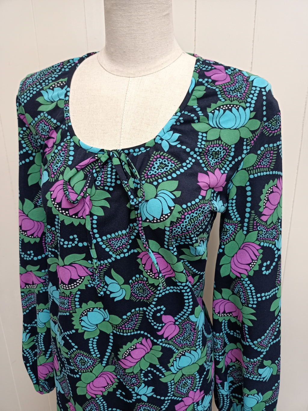 Vintage Lotus Flower Maxi Dress