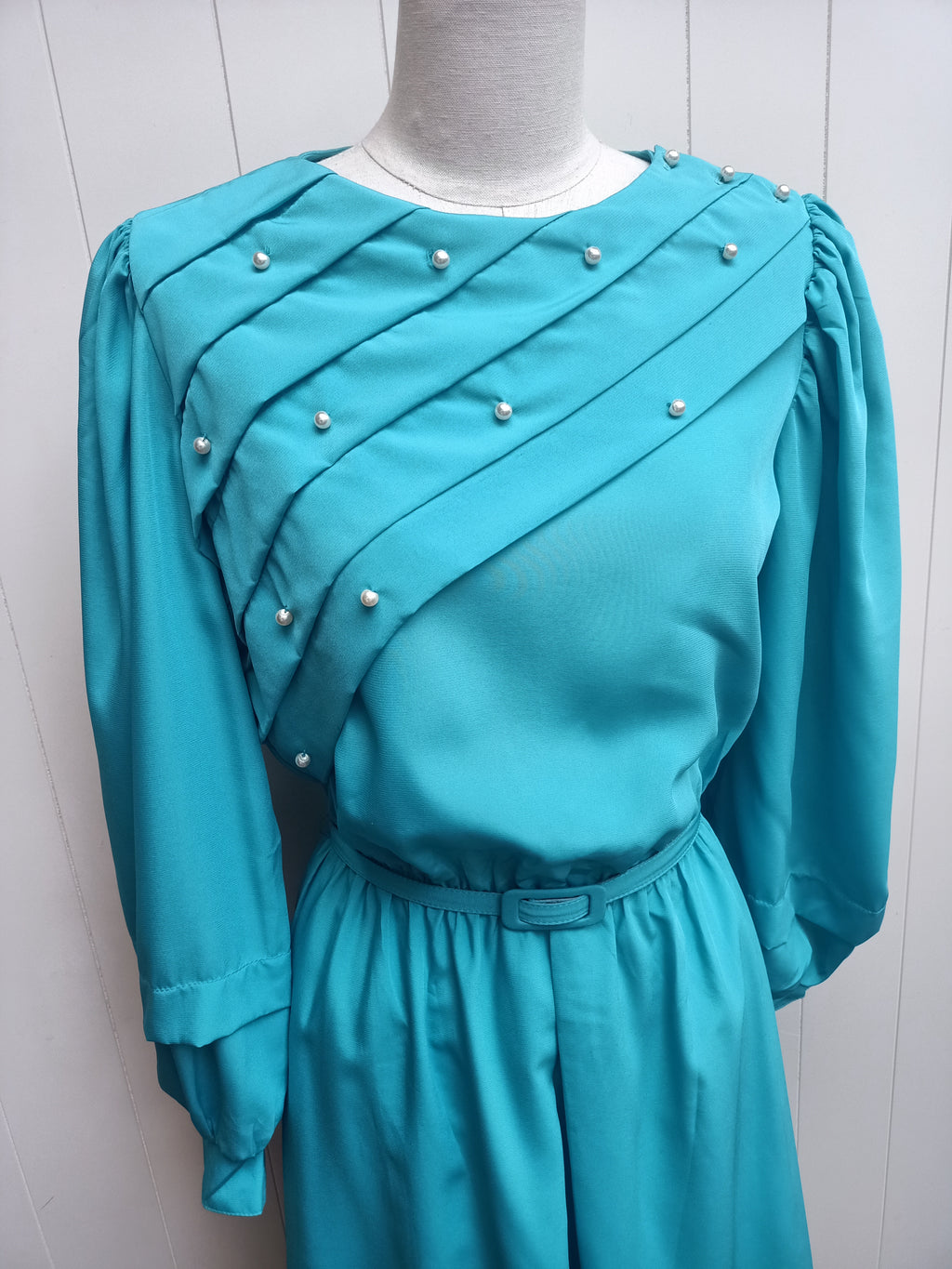 Vintage Turquoise & Pearl Dress