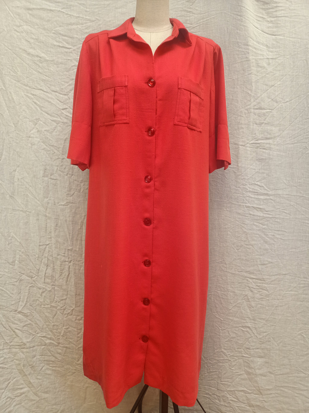 Vintage Red Button Up Dress