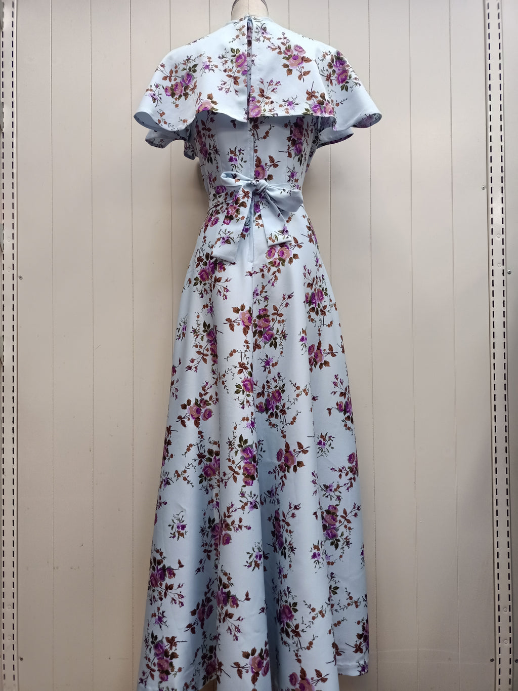 Vintage Blue & Purple Floral Maxi Dress