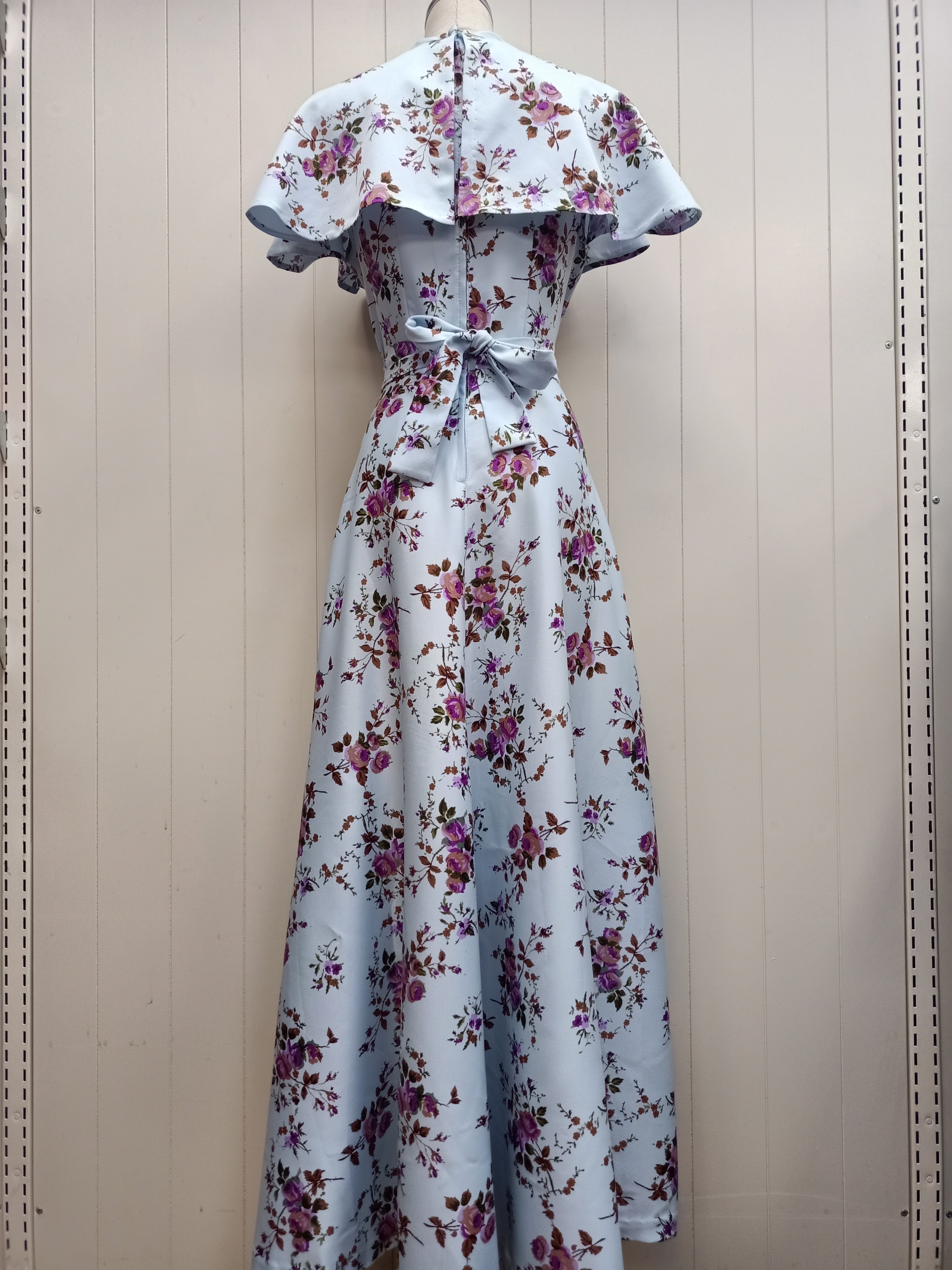 Vintage Blue & Purple Floral Maxi Dress