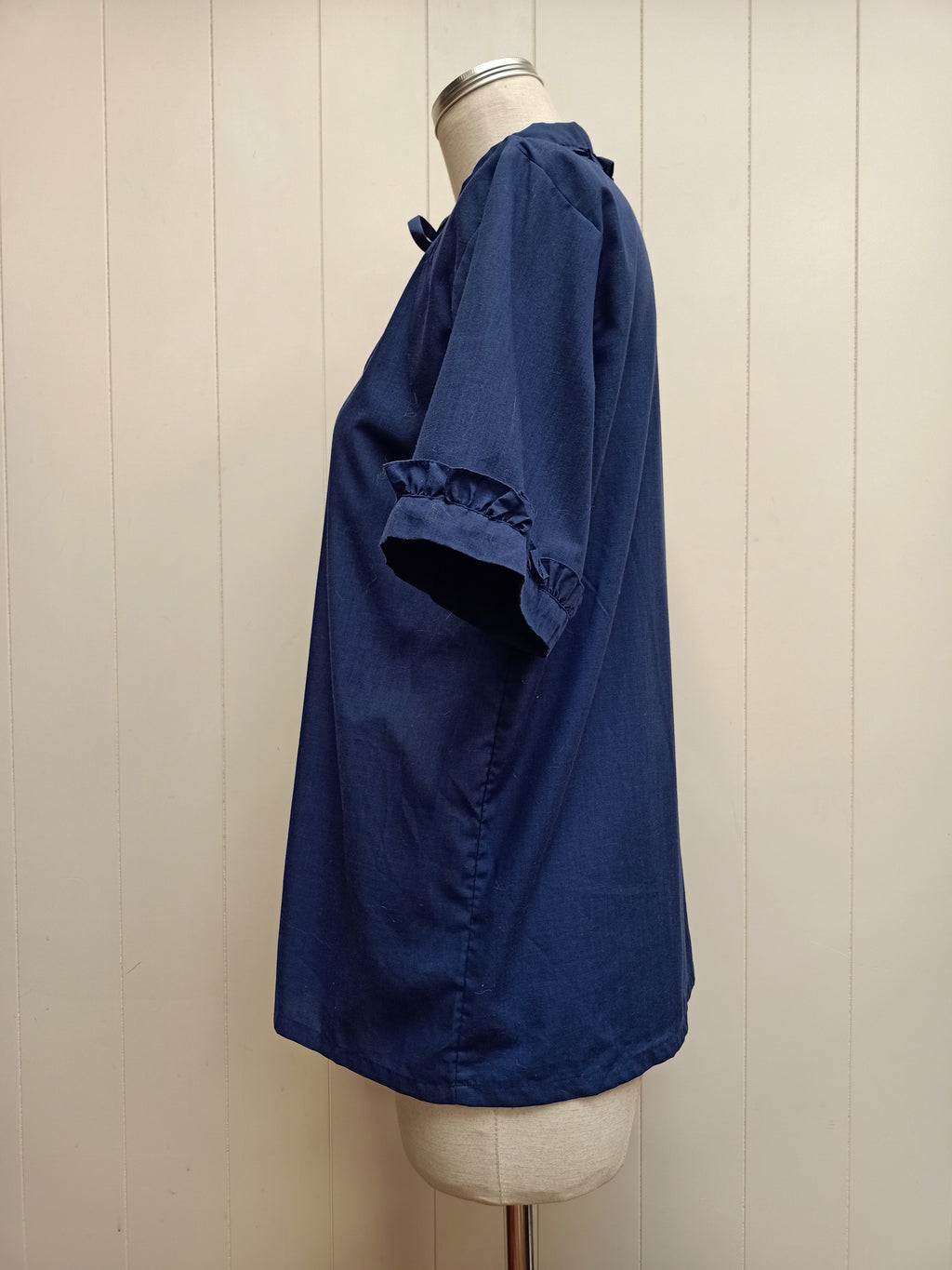 Retro Kokila Navy Ruffle Shirt