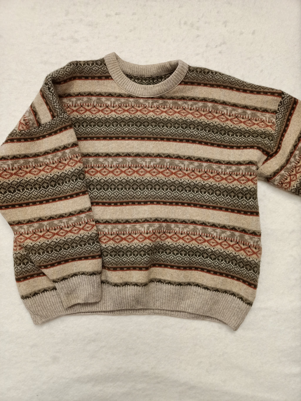 Vintage Mens Nordic Knit Pullover Sweater