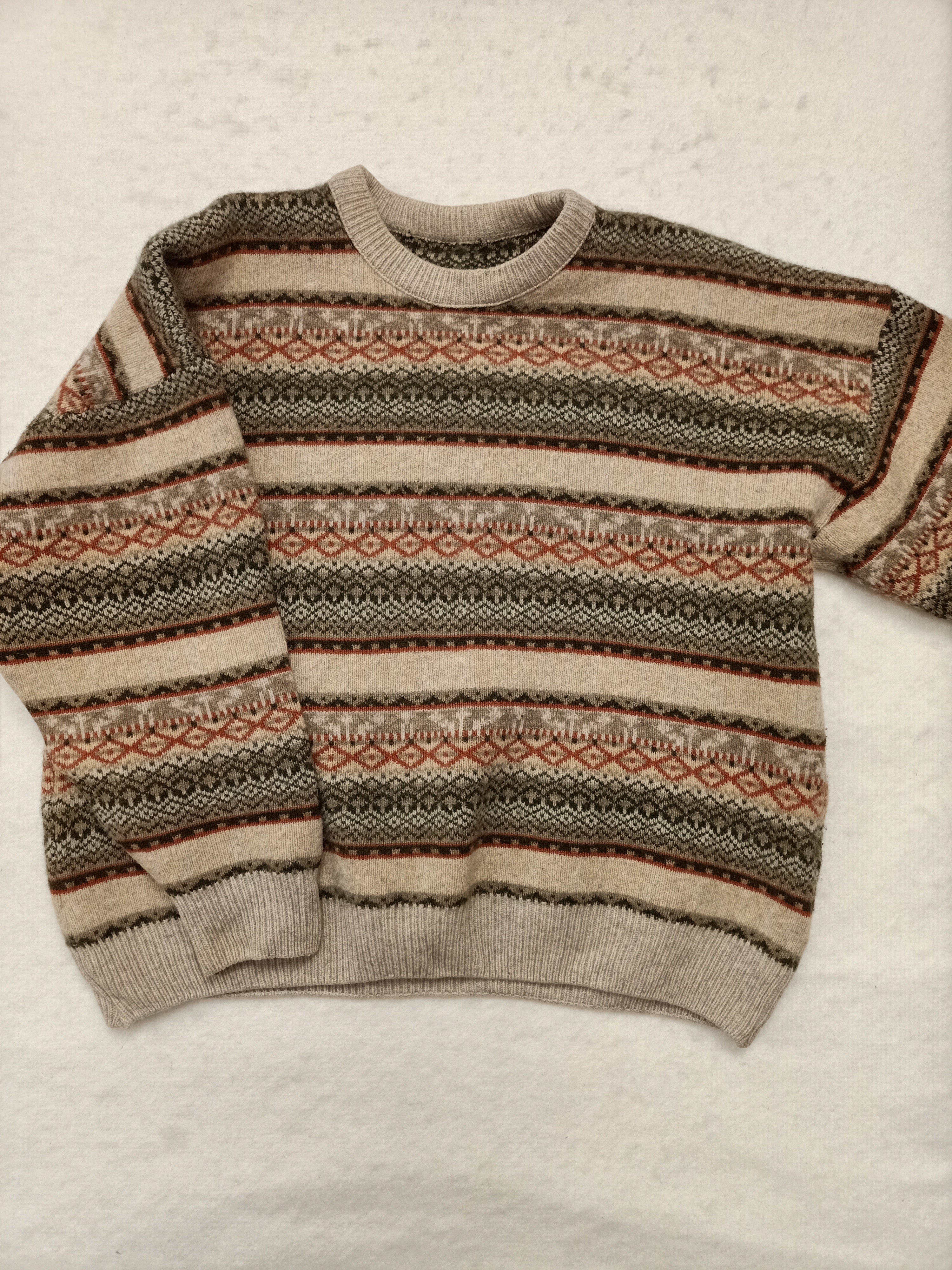 Vintage Mens Nordic Knit Pullover Sweater
