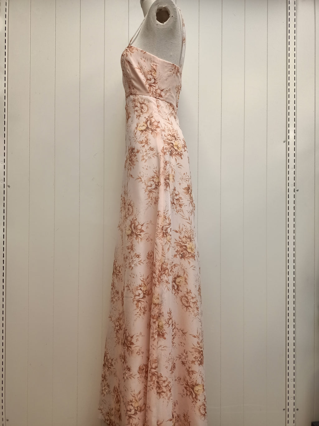 Vintage Floral Peach Maxi Dress