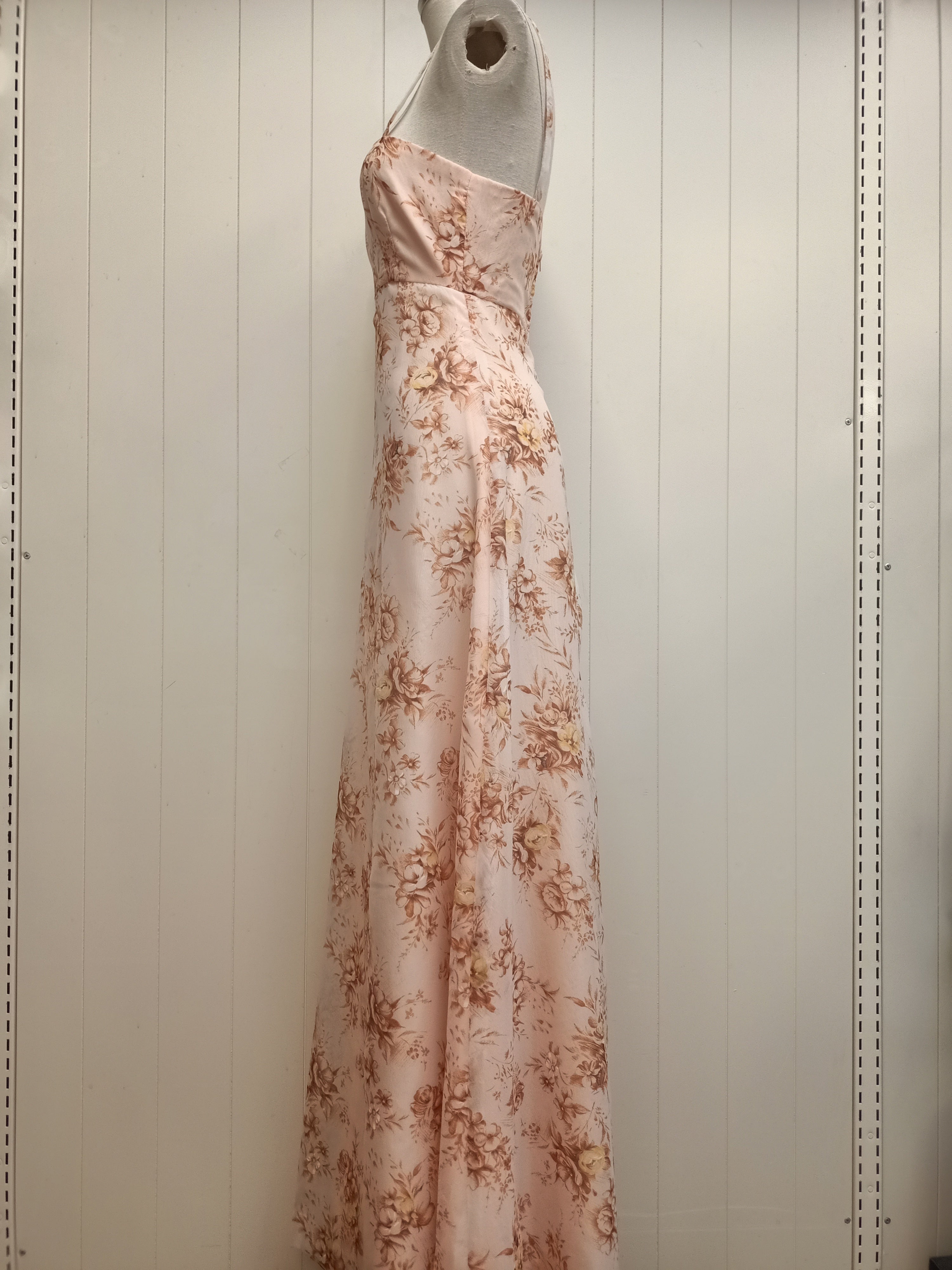 Vintage Floral Peach Maxi Dress