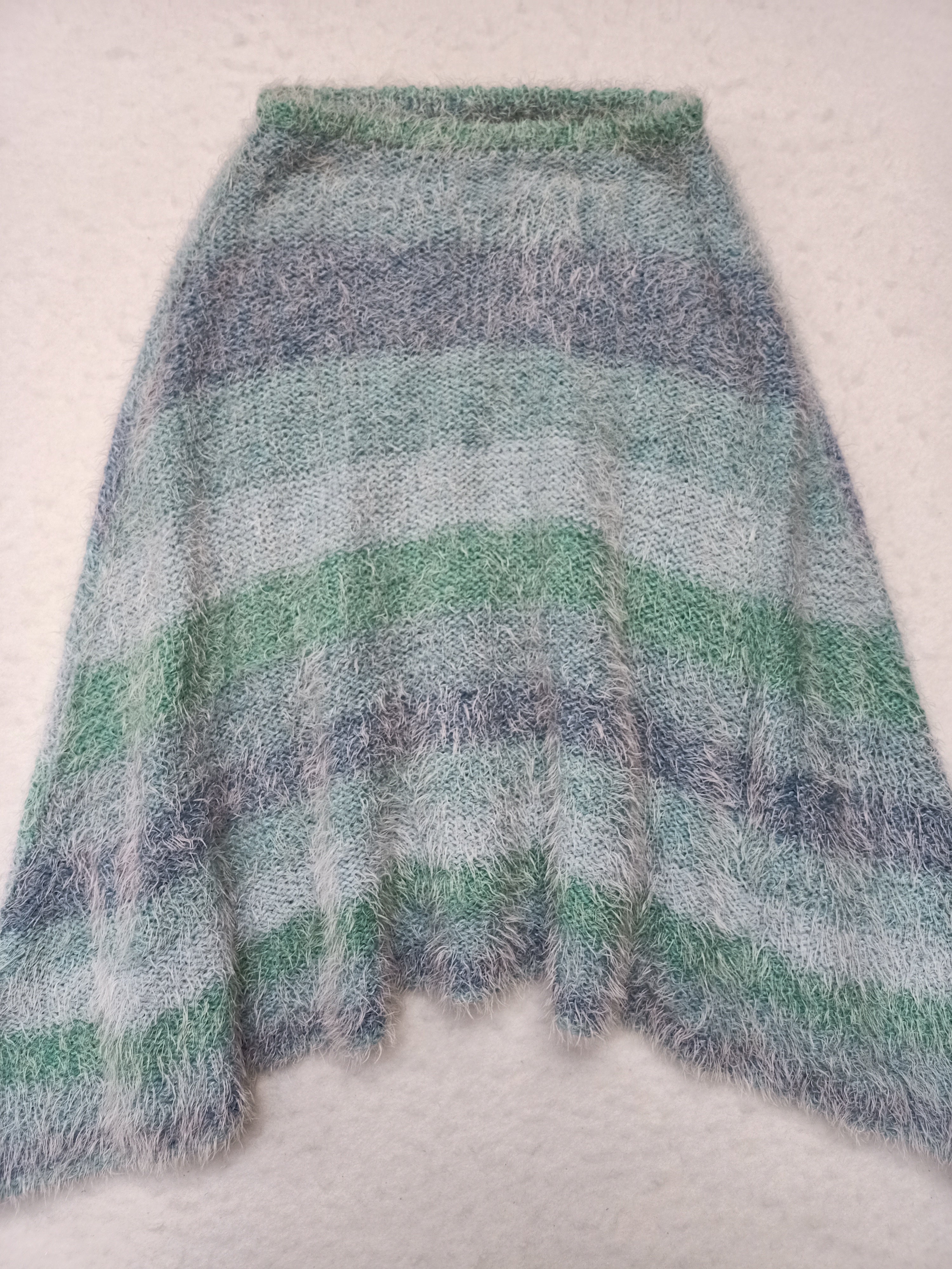 Retro Fuzzy Striped Knit Poncho