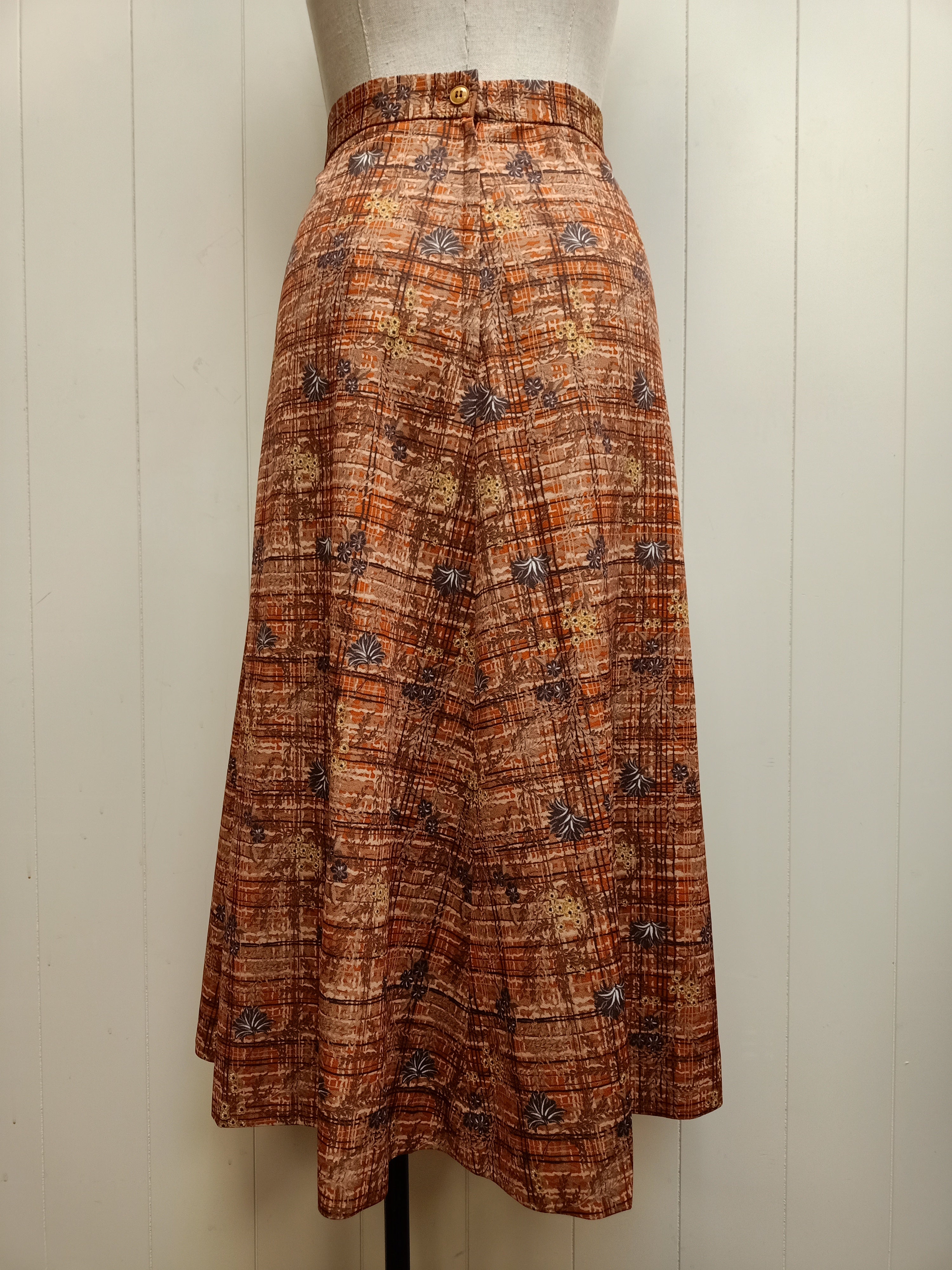 Vintage Crosshatch Orange & Brown Skirt