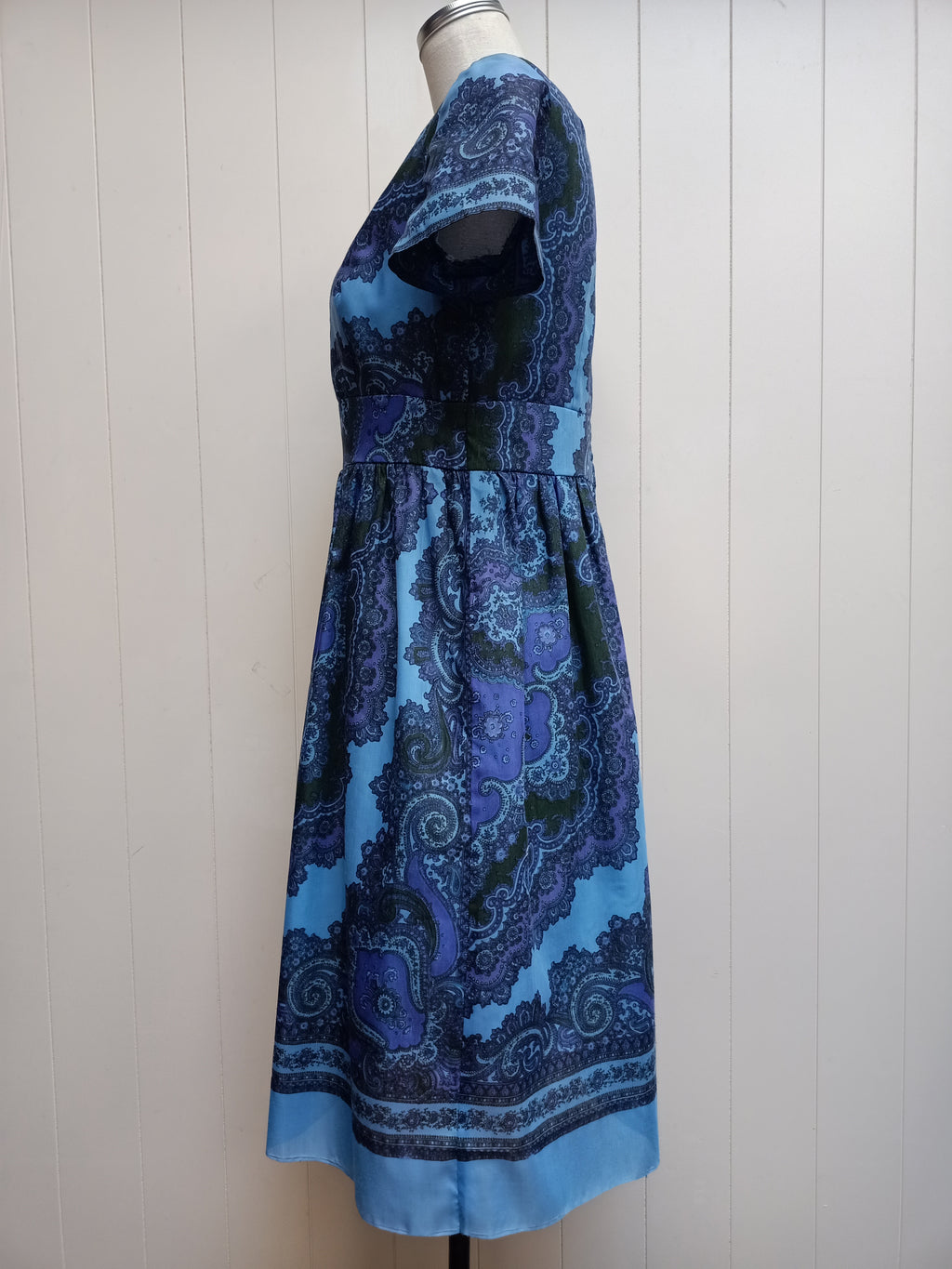 Vintage Blue Paisley Medallion Dress