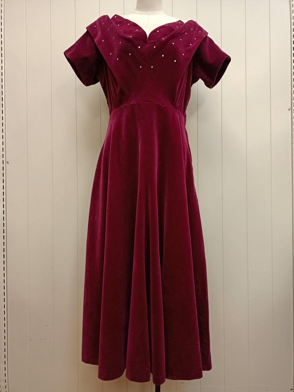 Vintage Hartnell Burgundy Velvet Dress