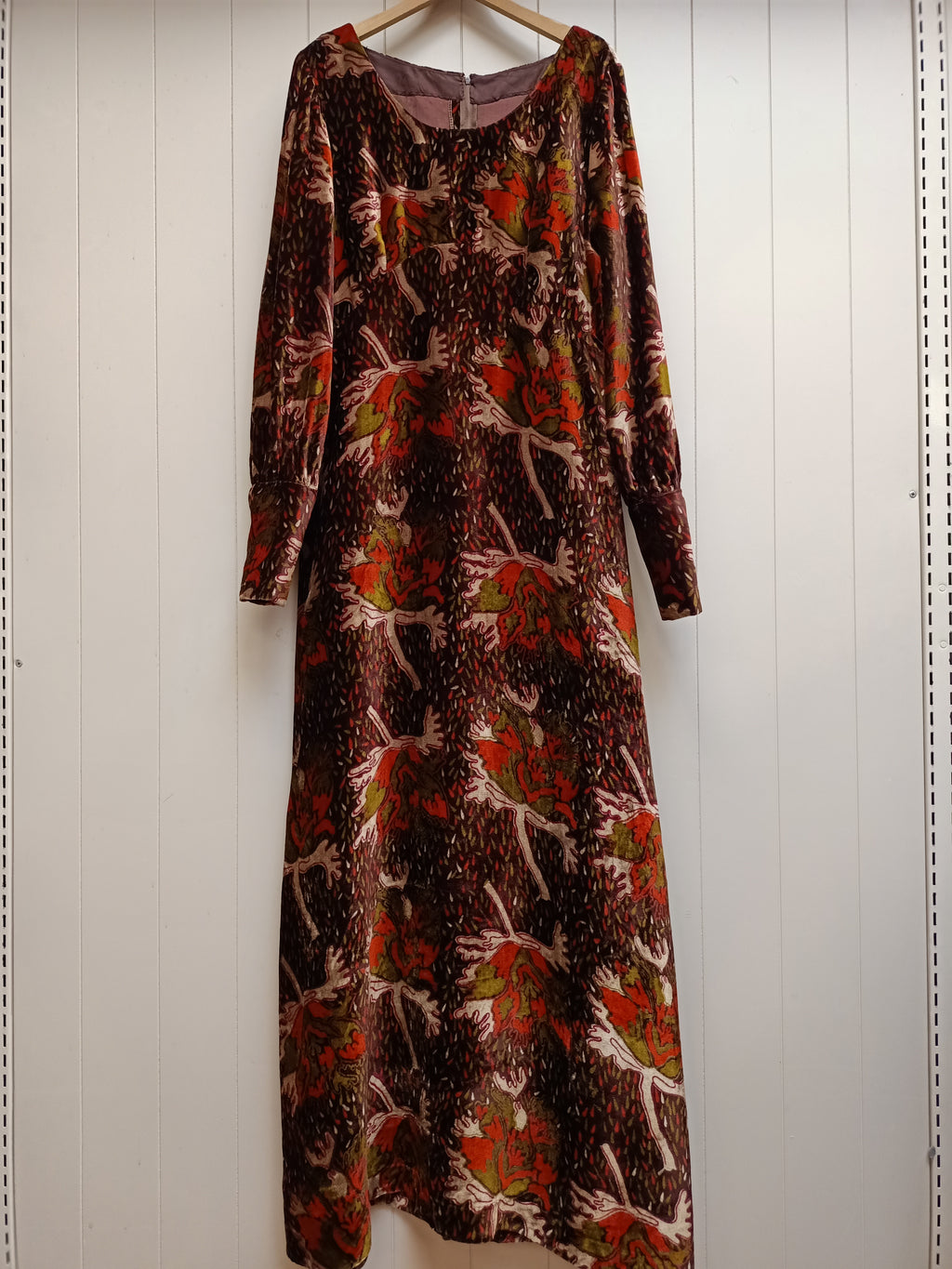 Vintage Earthy Velvet Maxi Dress