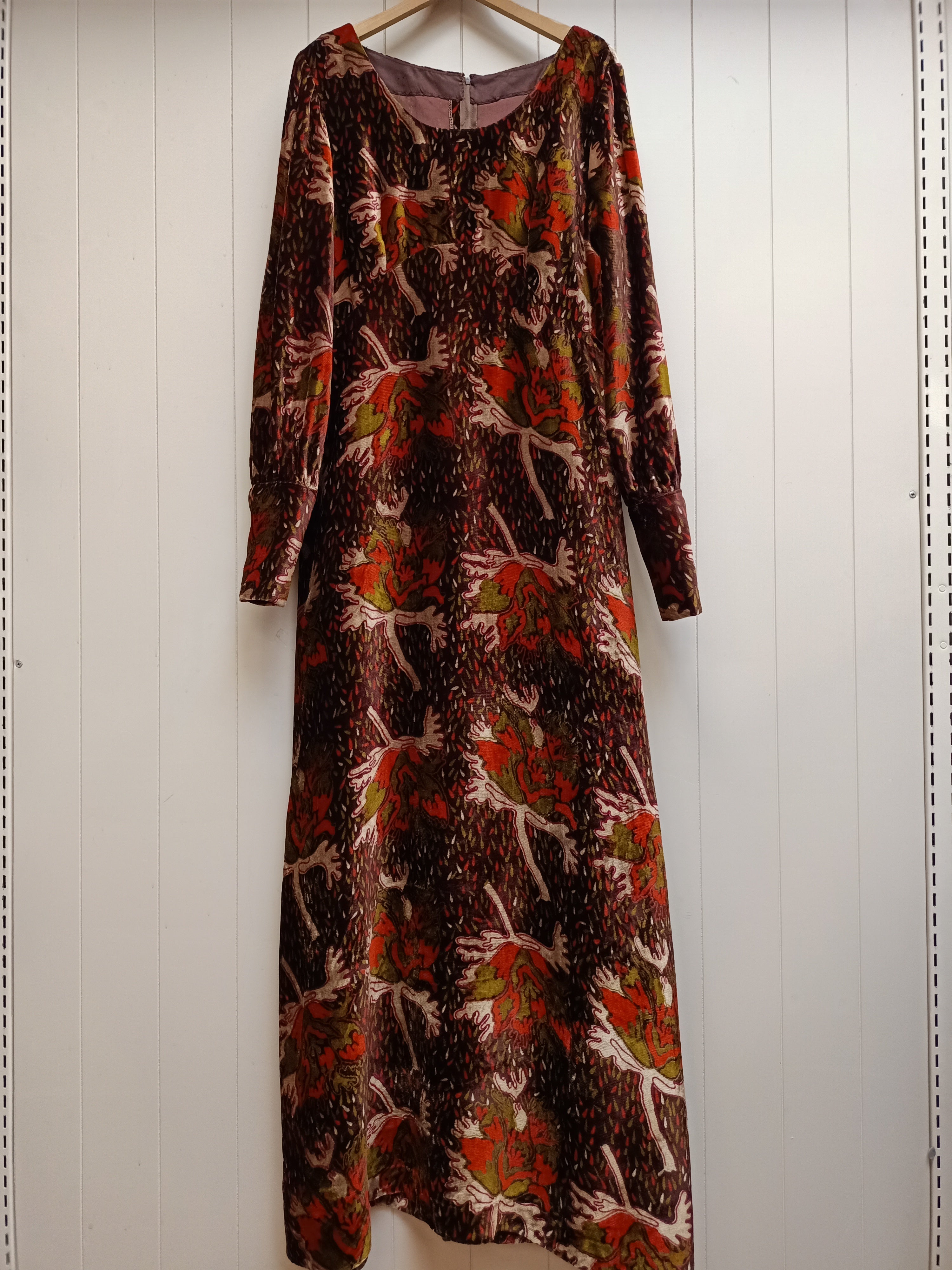 Vintage Earthy Velvet Maxi Dress