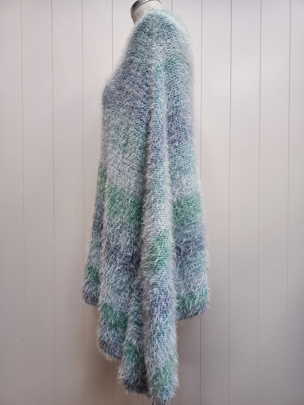 Retro Fuzzy Striped Knit Poncho