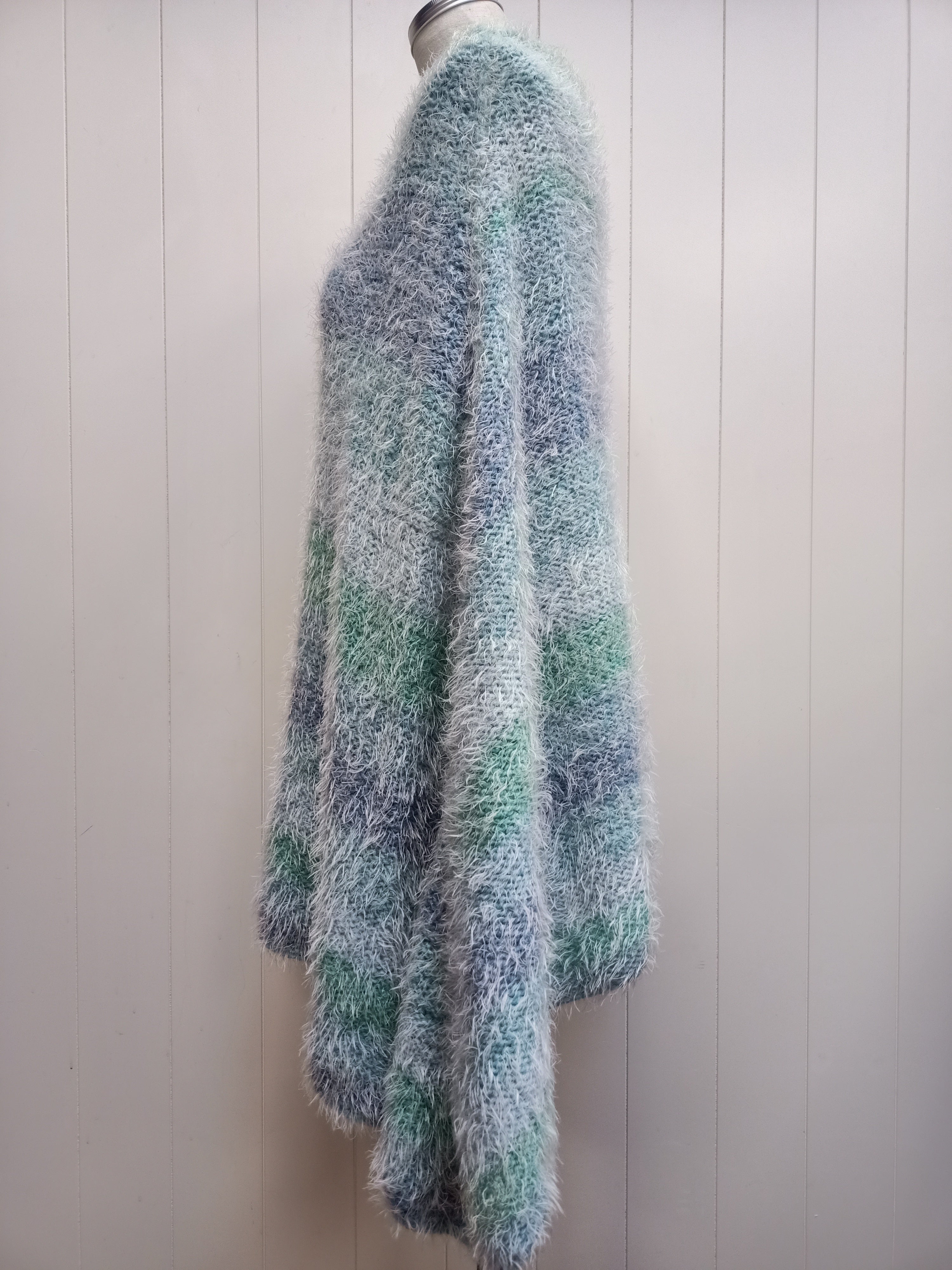 Retro Fuzzy Striped Knit Poncho