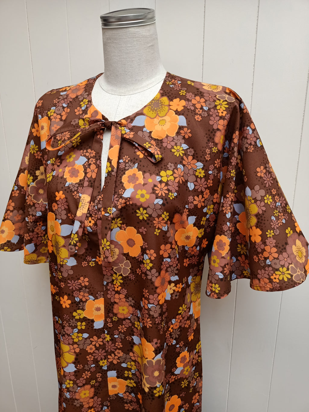 Vintage Orange Floral Maxi Dress