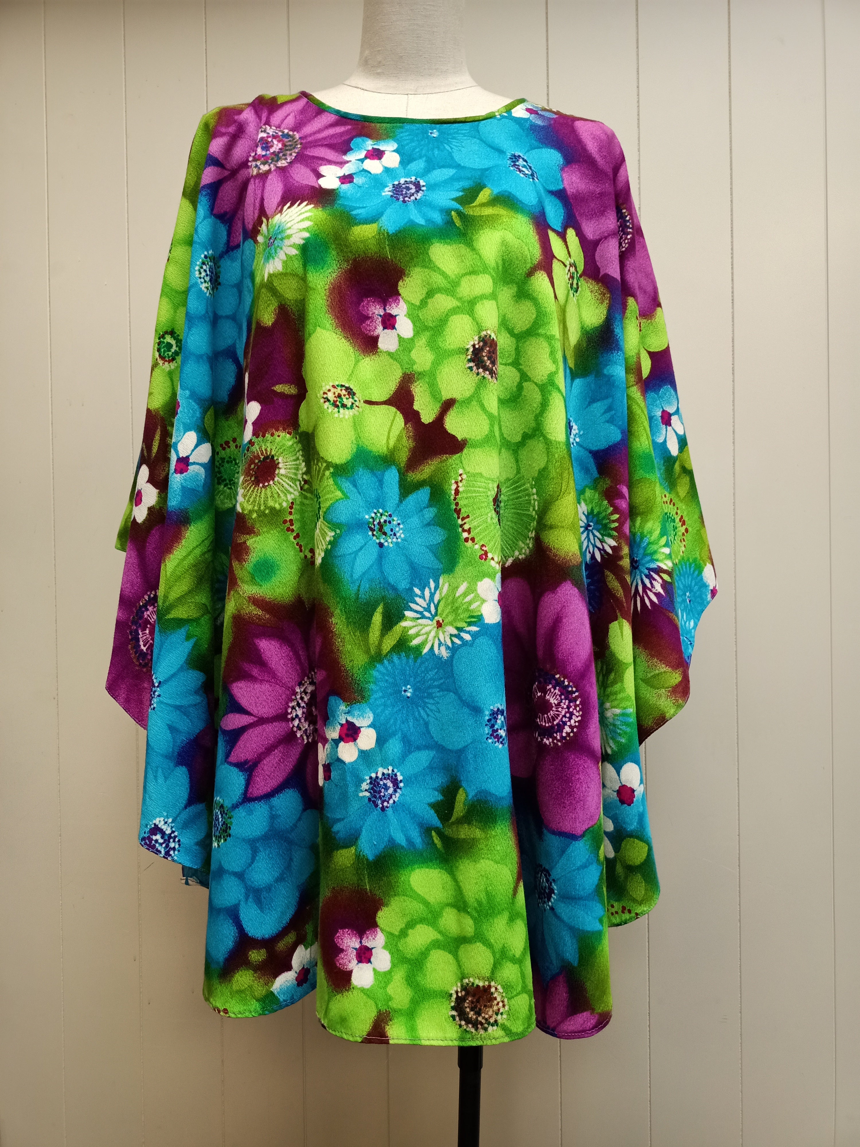 Vintage Floral Vibrant Caftan Poncho