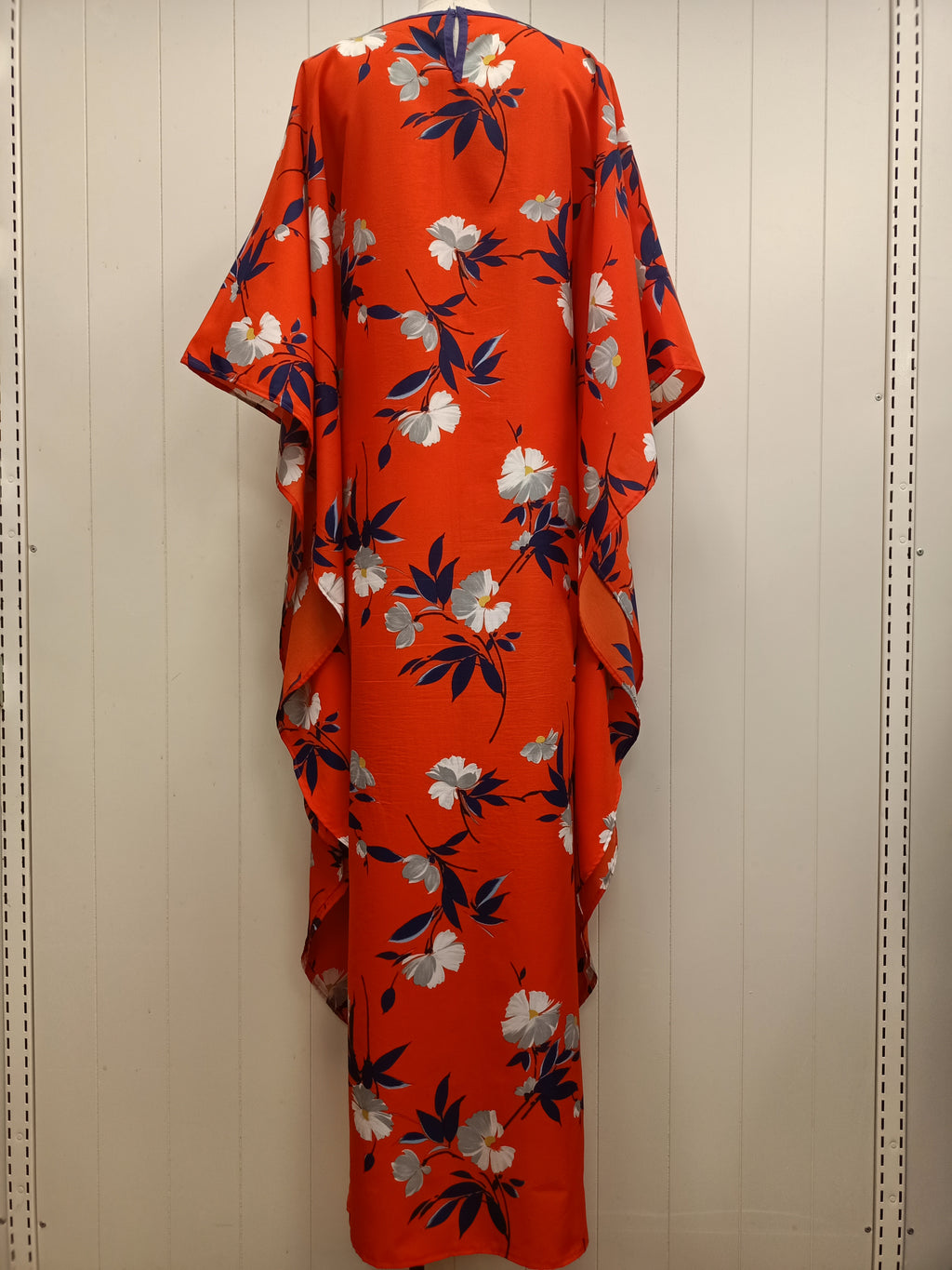 Vintage Orange Navy Caftan Maxi Dress