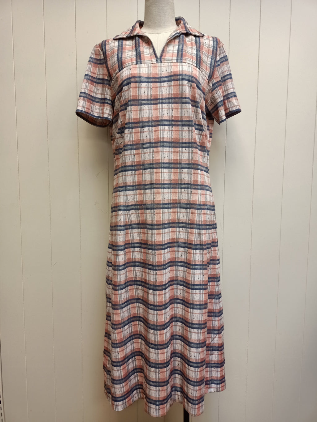 Vintage Peach Plaid Dress