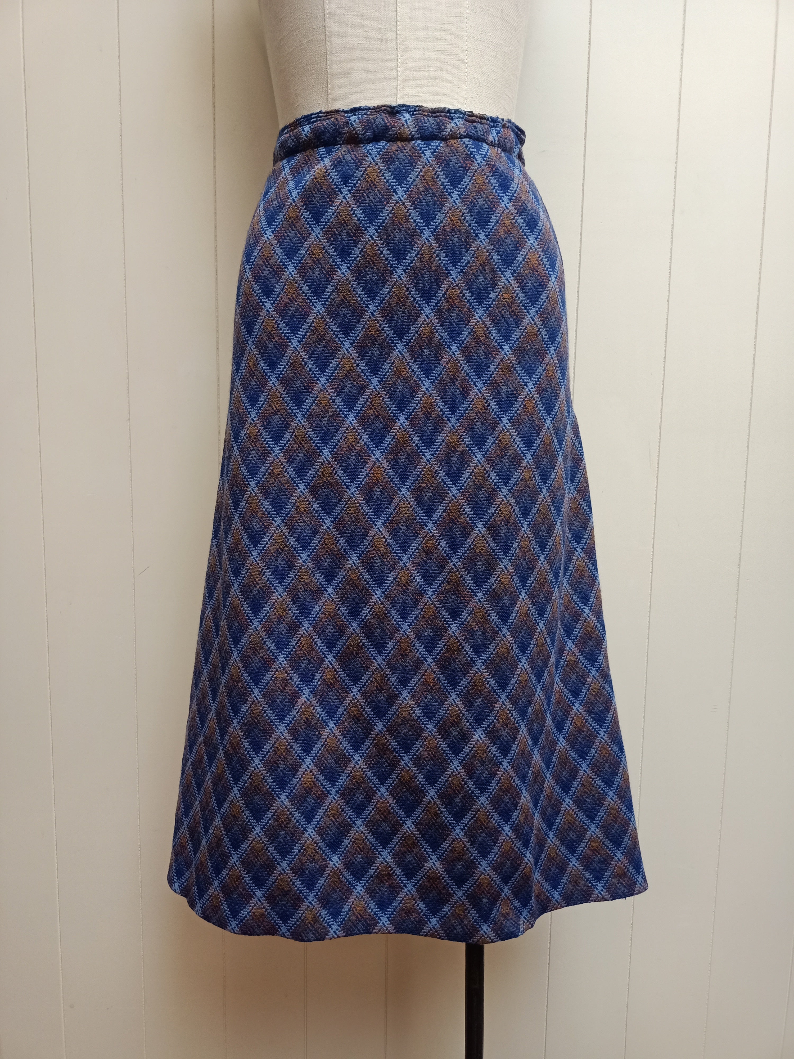 Vintage Diagonal Plaid Skirt