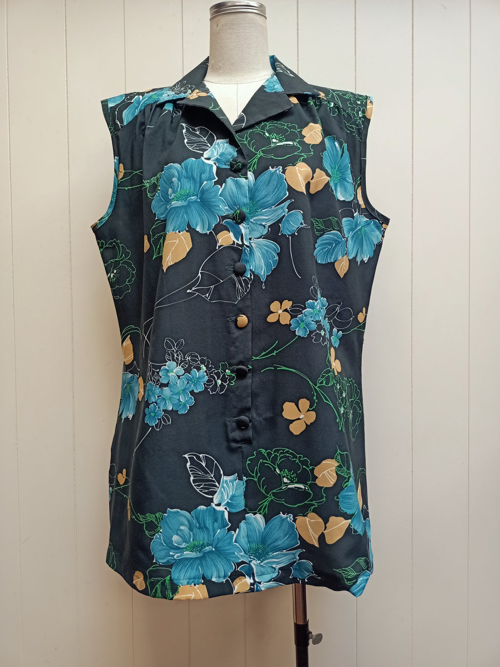 Vintage Lady Lichfield Green Floral Shirt