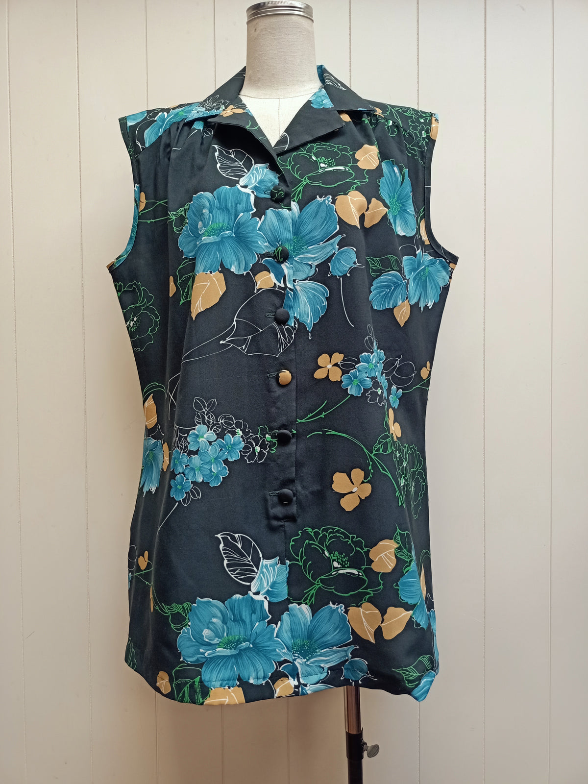 Vintage Lady Lichfield Green Floral Shirt