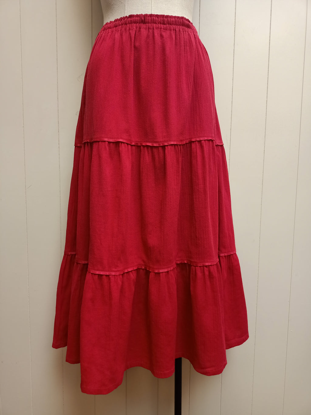 Vintage Red Magenta Tiered Skirt