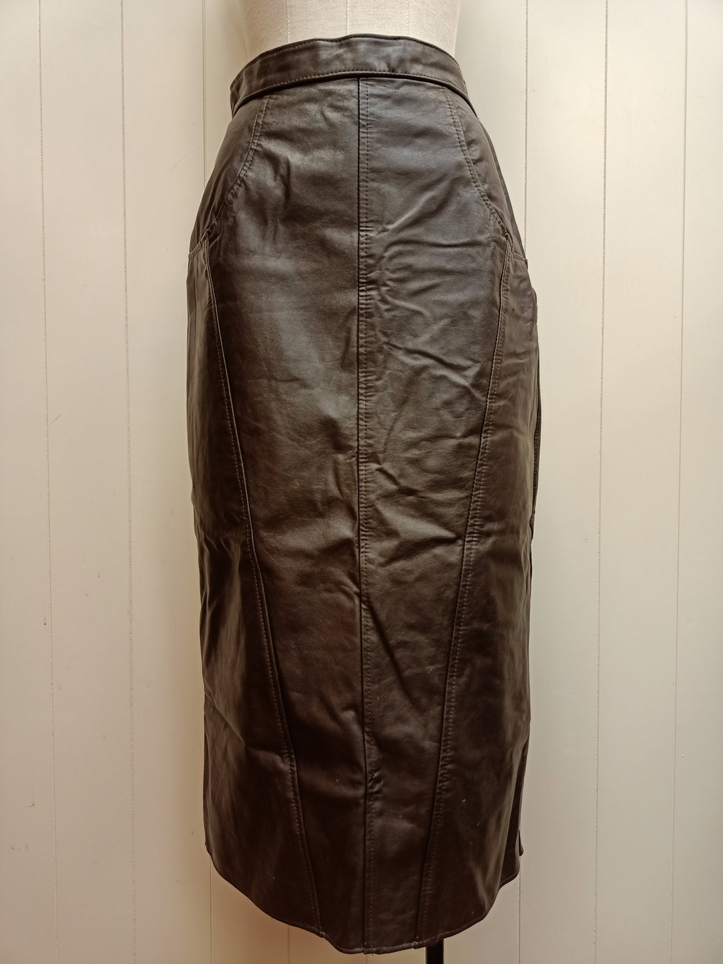 Vintage Genuine Leather Brown Skirt