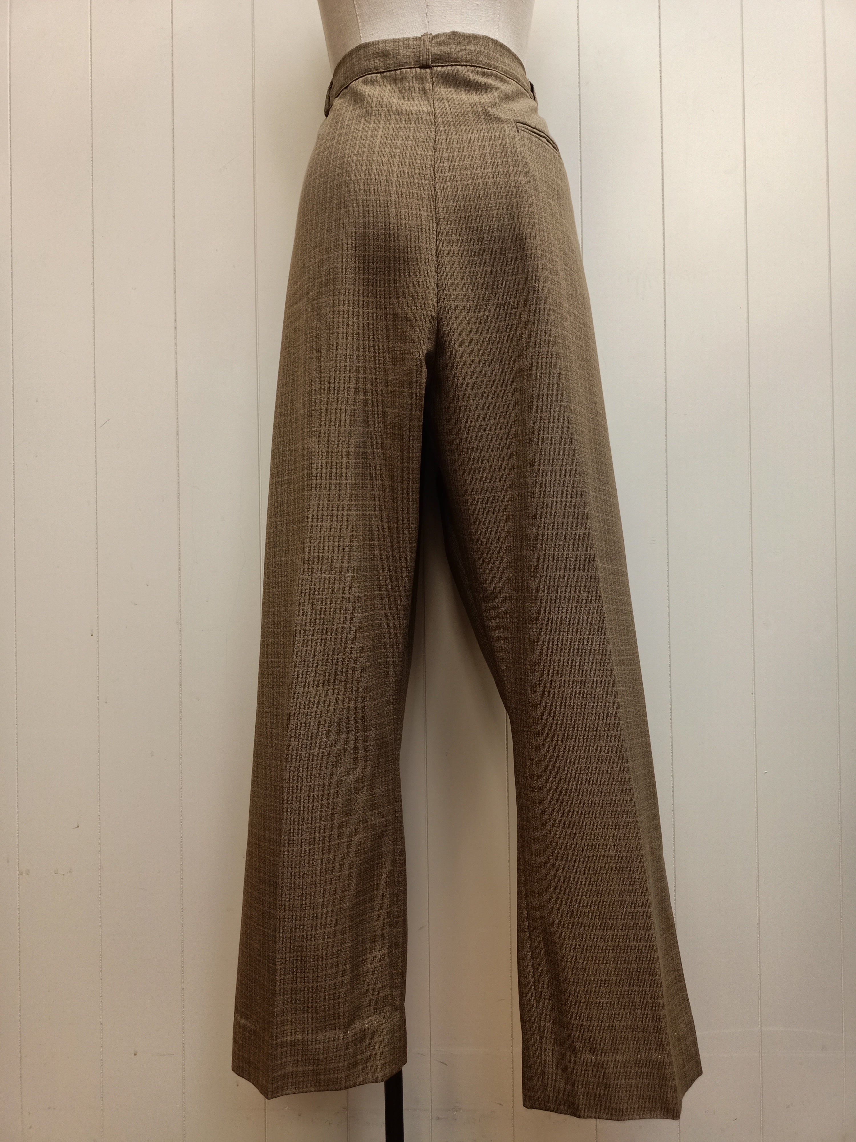 Vintage Mens Brown Fine Check Pants