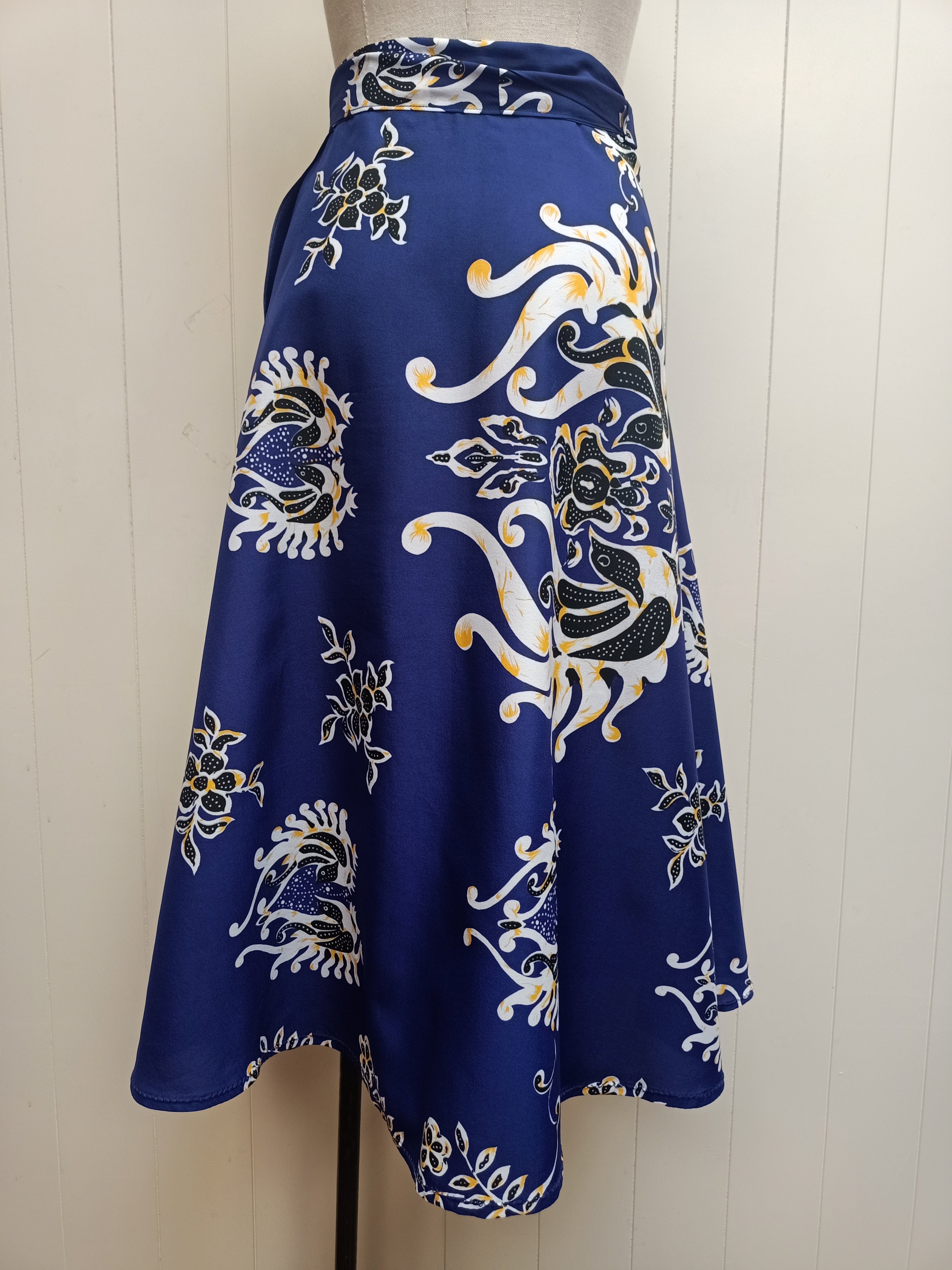 Vintage Bird & Floral Wrap Skirt