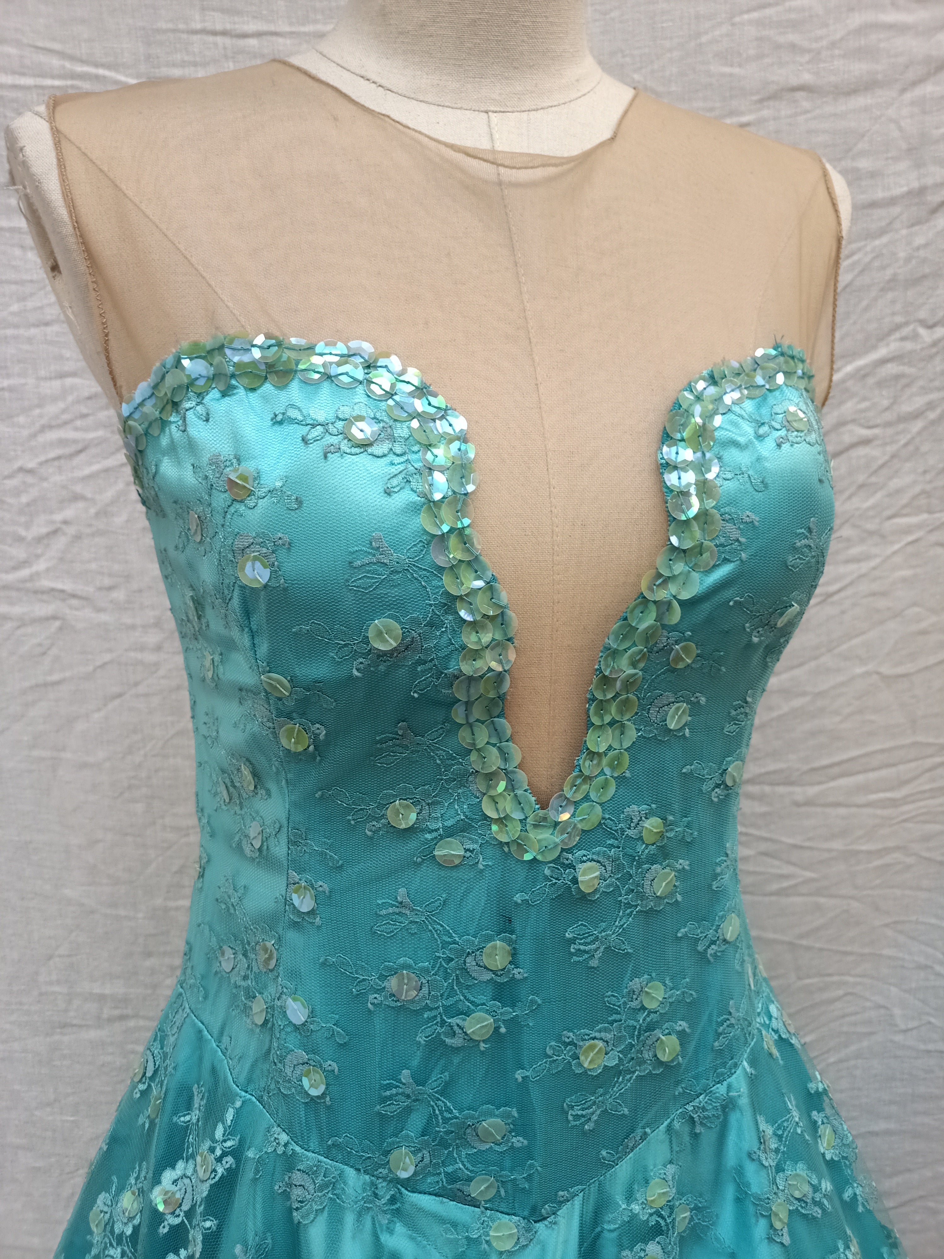 Turquoise Lace Bedazzled Dress